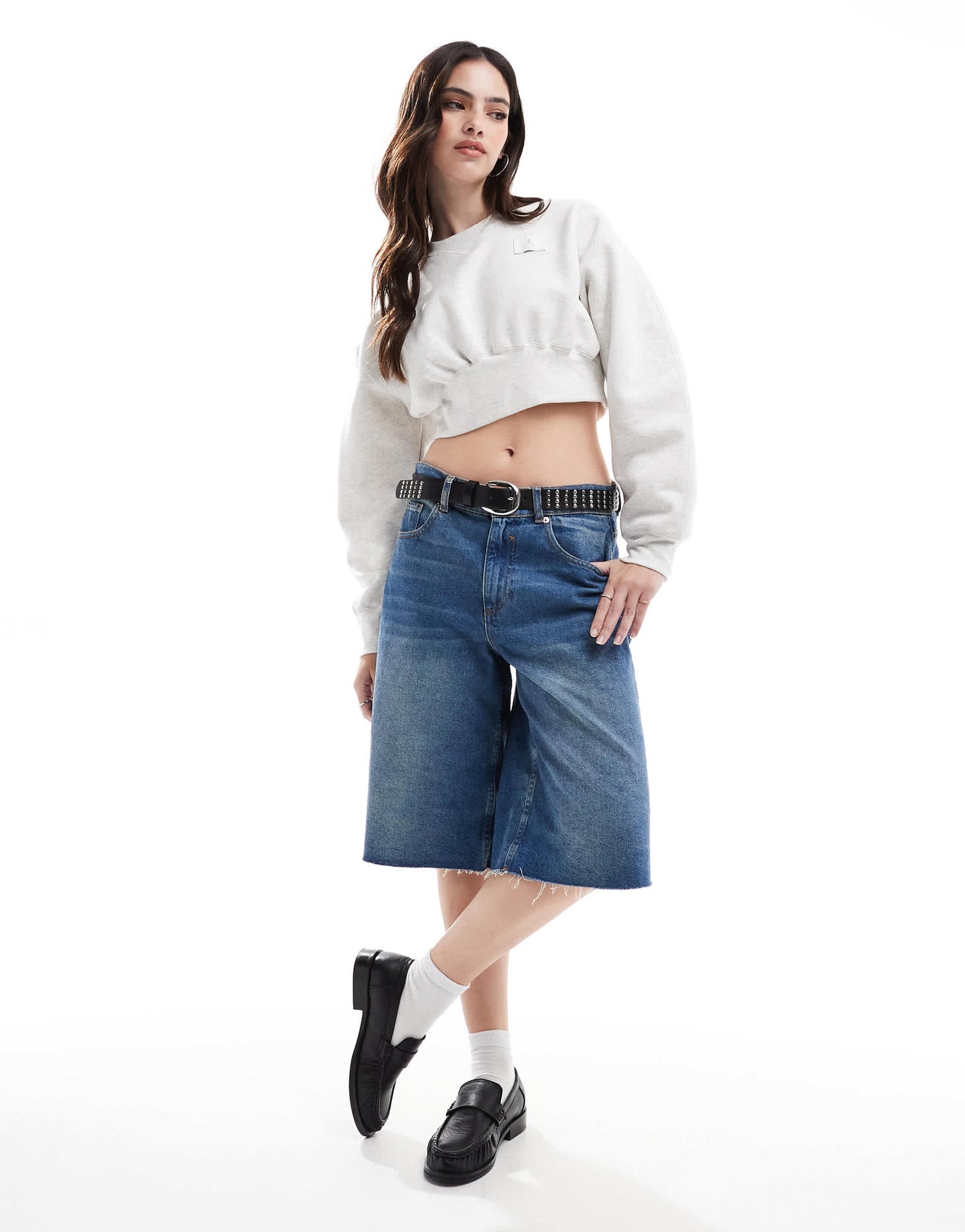 Jordan Flight Fleece cropped sweatshirt in grey