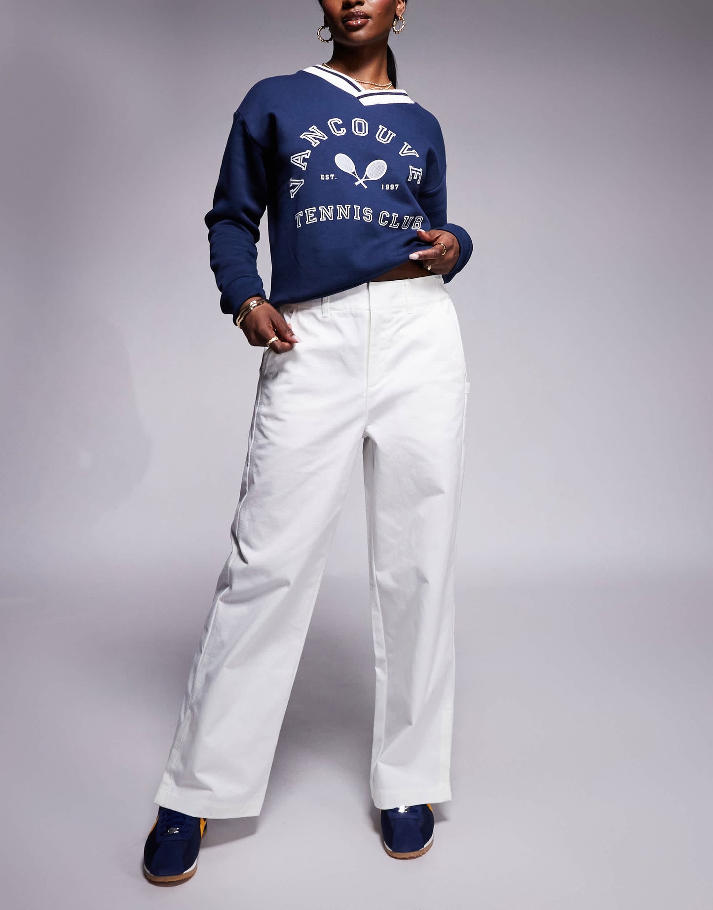 Nike wide leg trousers in cream