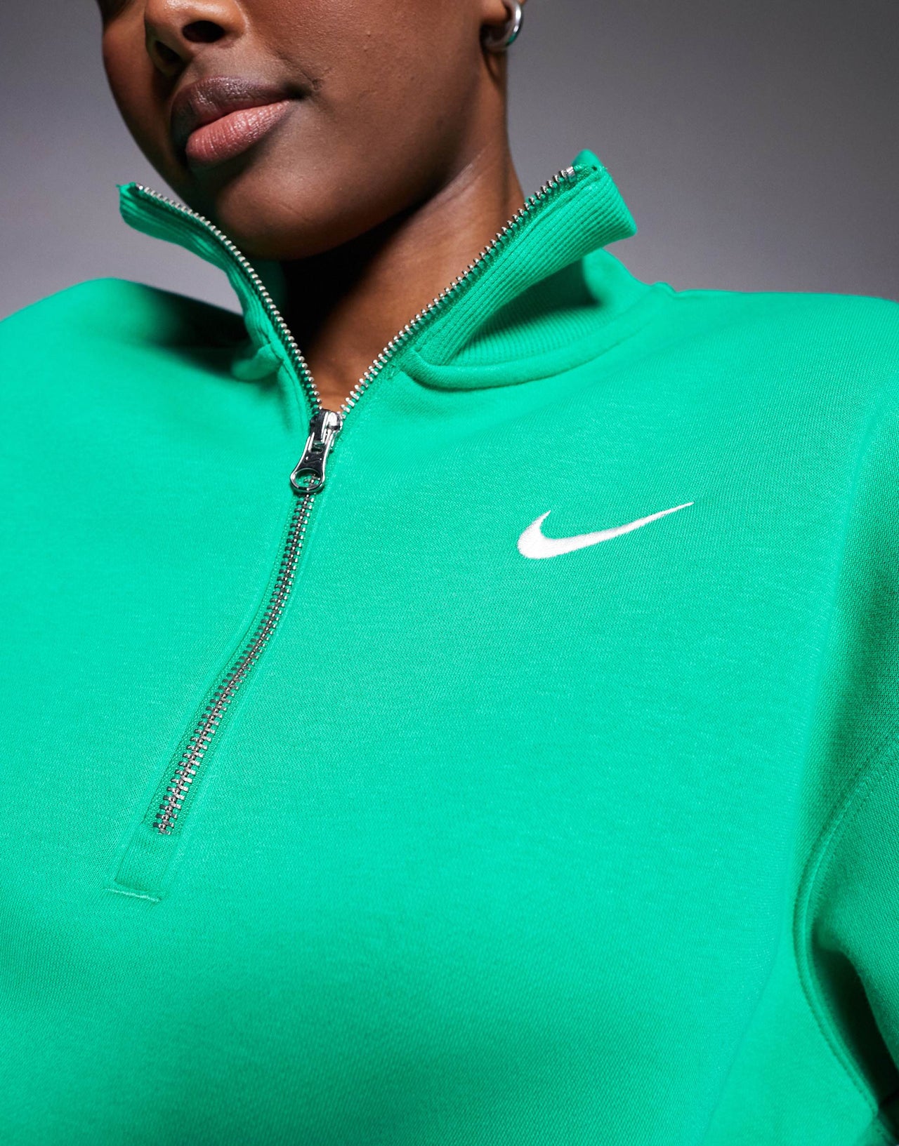 Nike Phoenix Fleece cropped half zip sweatshirt in green