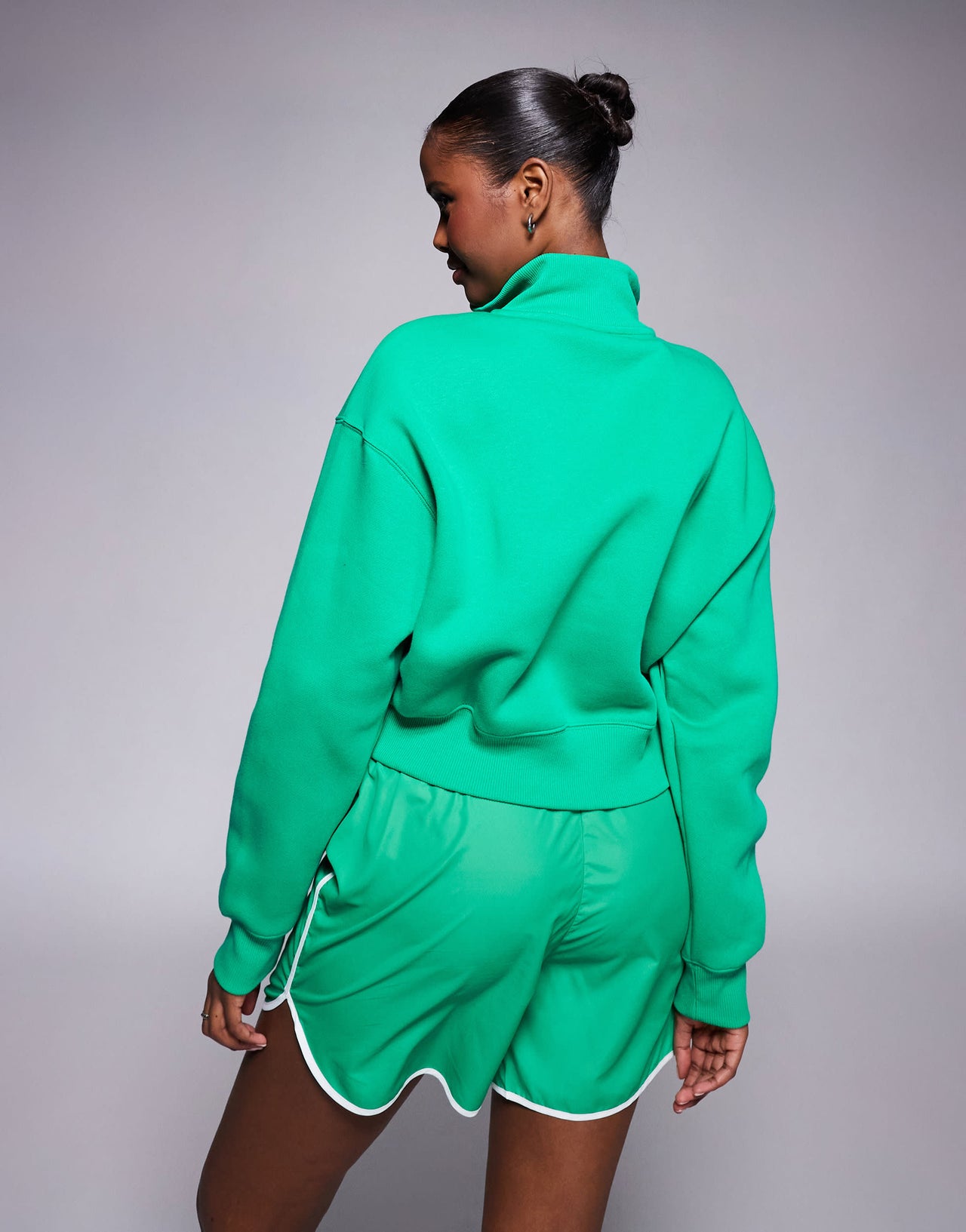 Nike Phoenix Fleece cropped half zip sweatshirt in green