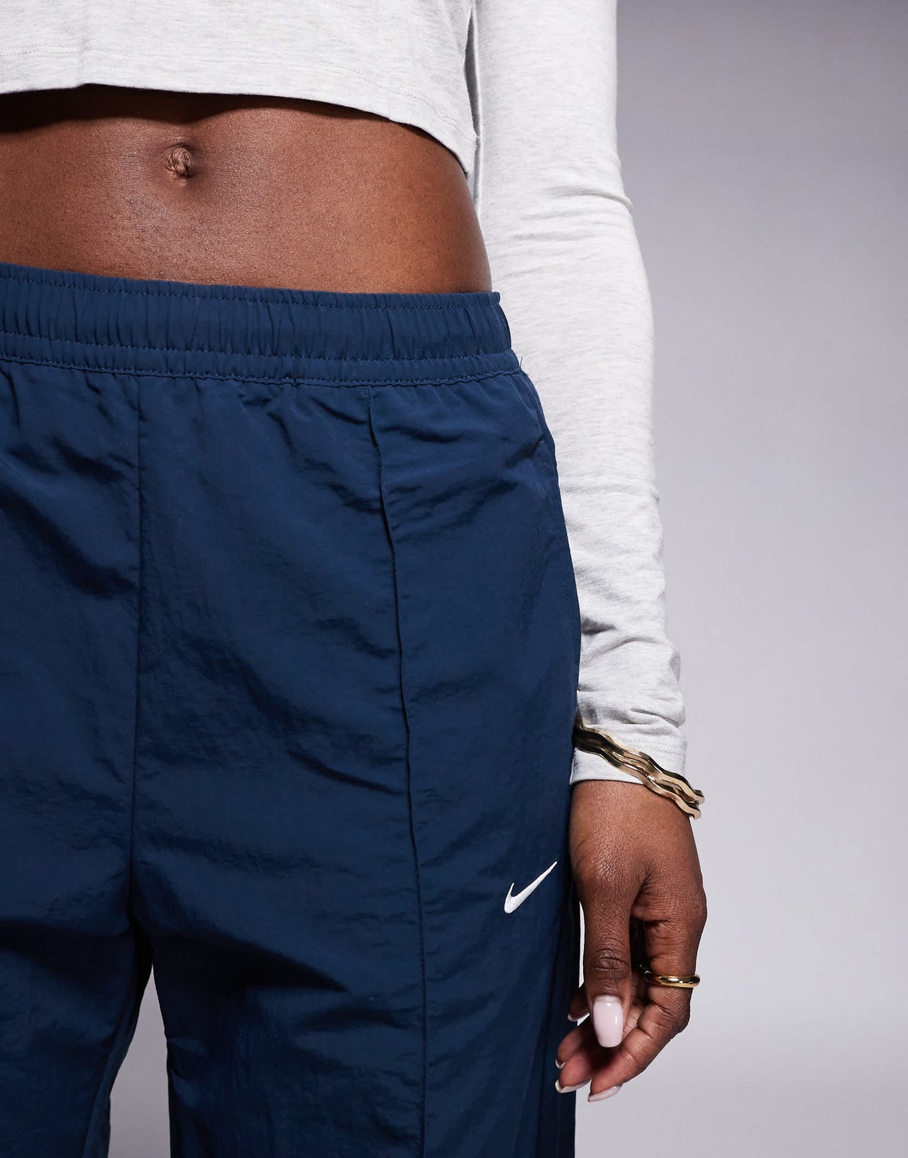 Nike Trend woven mid rise wide leg trousers in navy