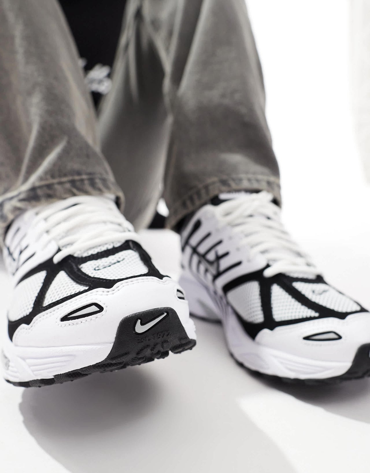 Nike Nike Air Pegasus 2005 trainers in white, black and metallic silver