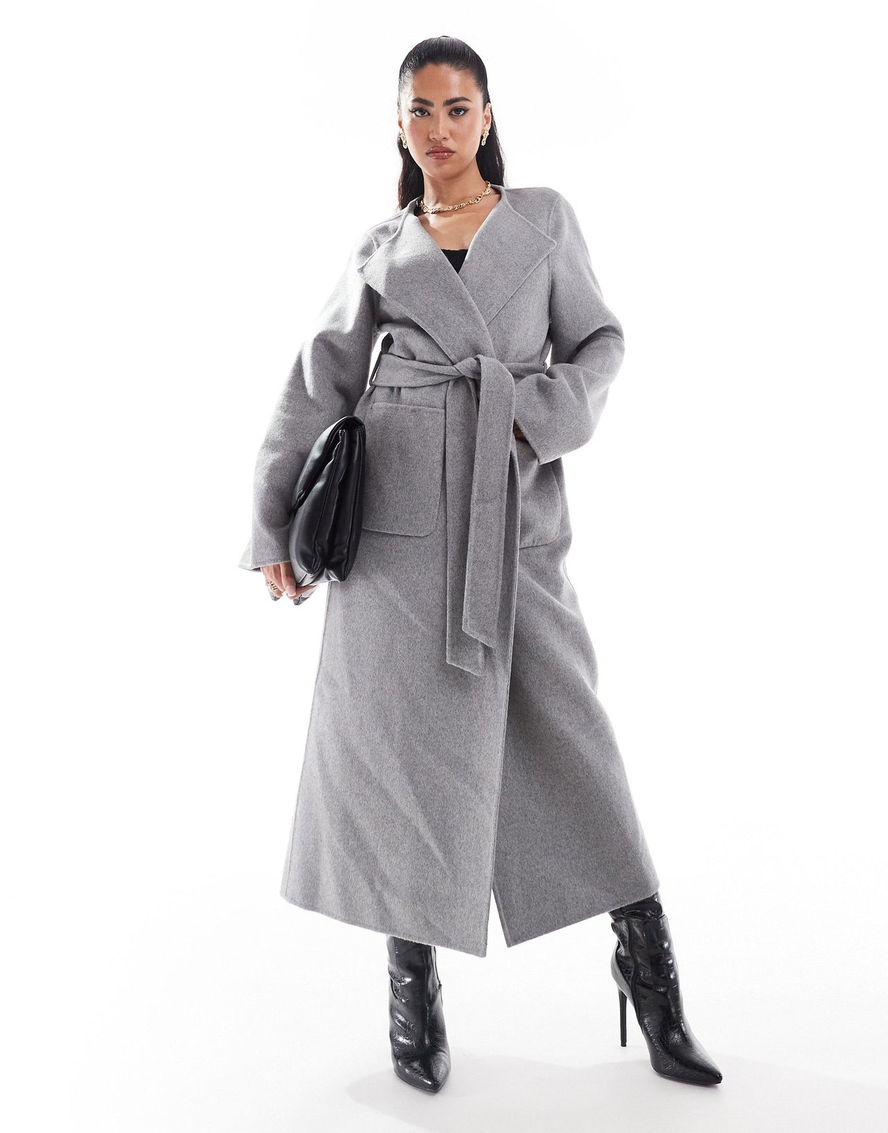 Ever New scarf coat in charcoal