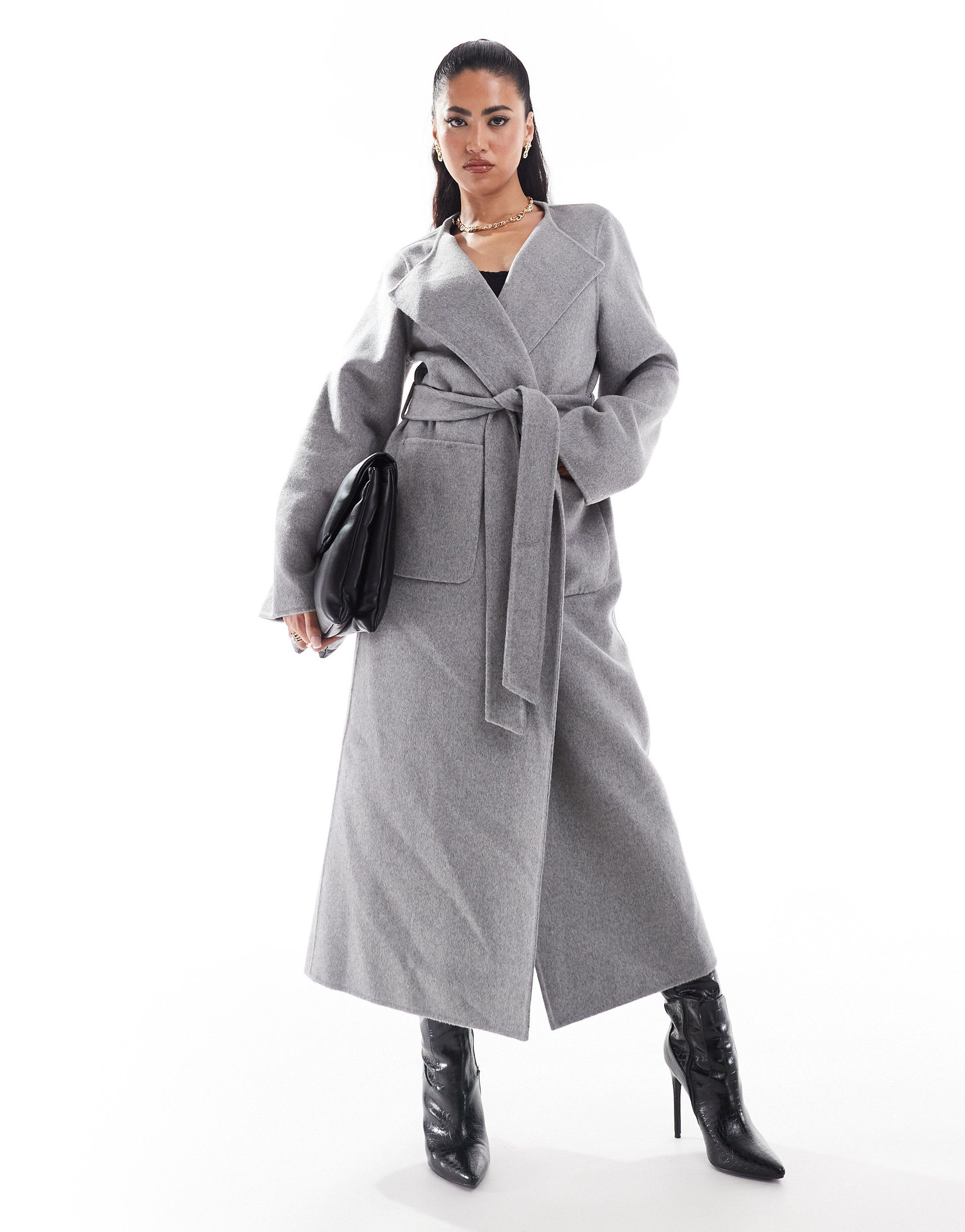 Ever New scarf coat in charcoal