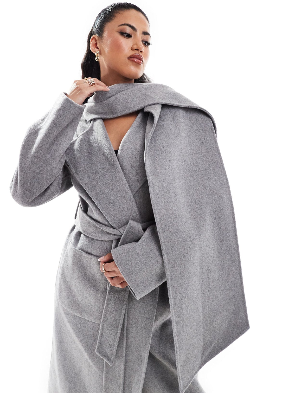 Ever New scarf coat in charcoal