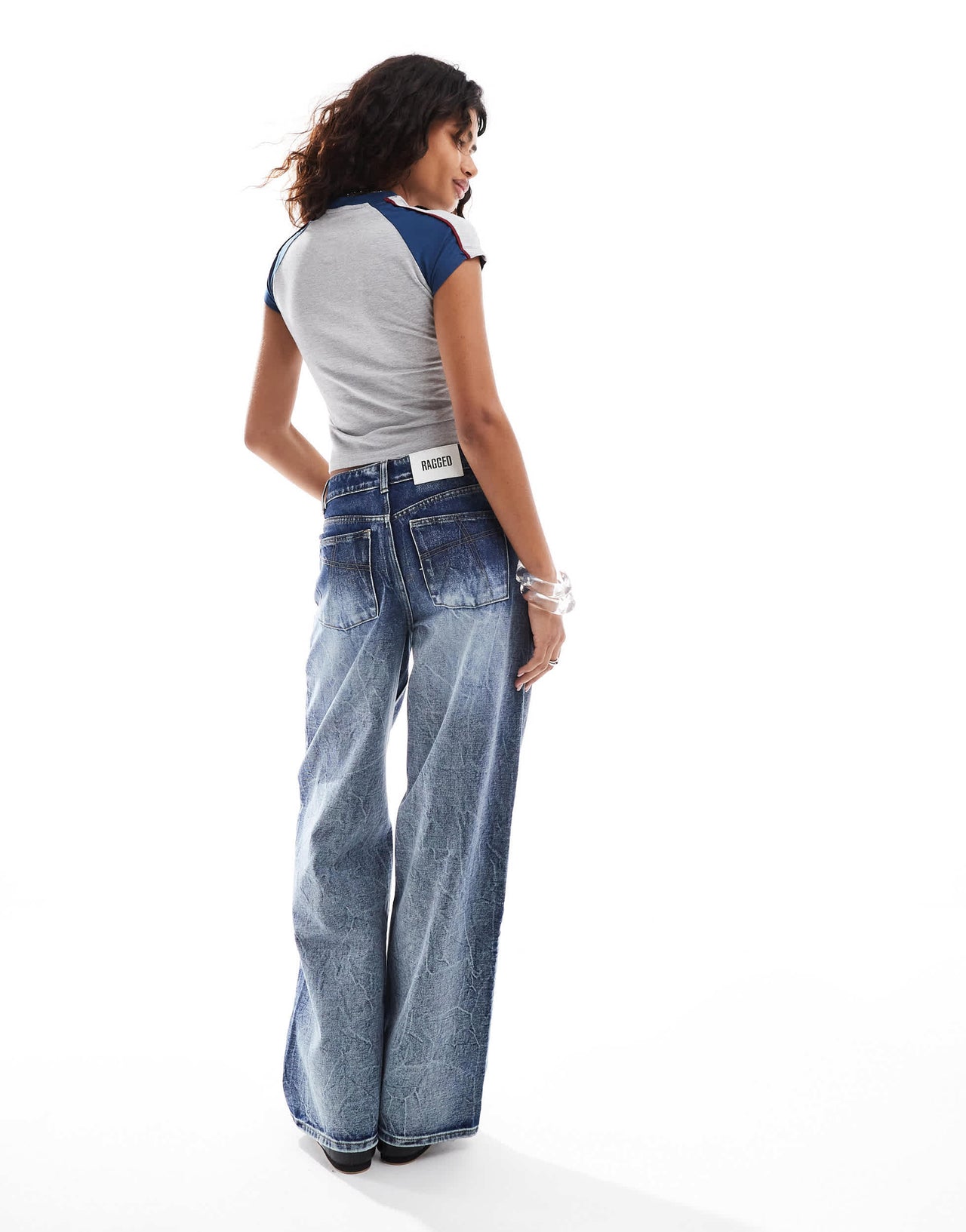 The Ragged Priest crease wash jeans in indigo