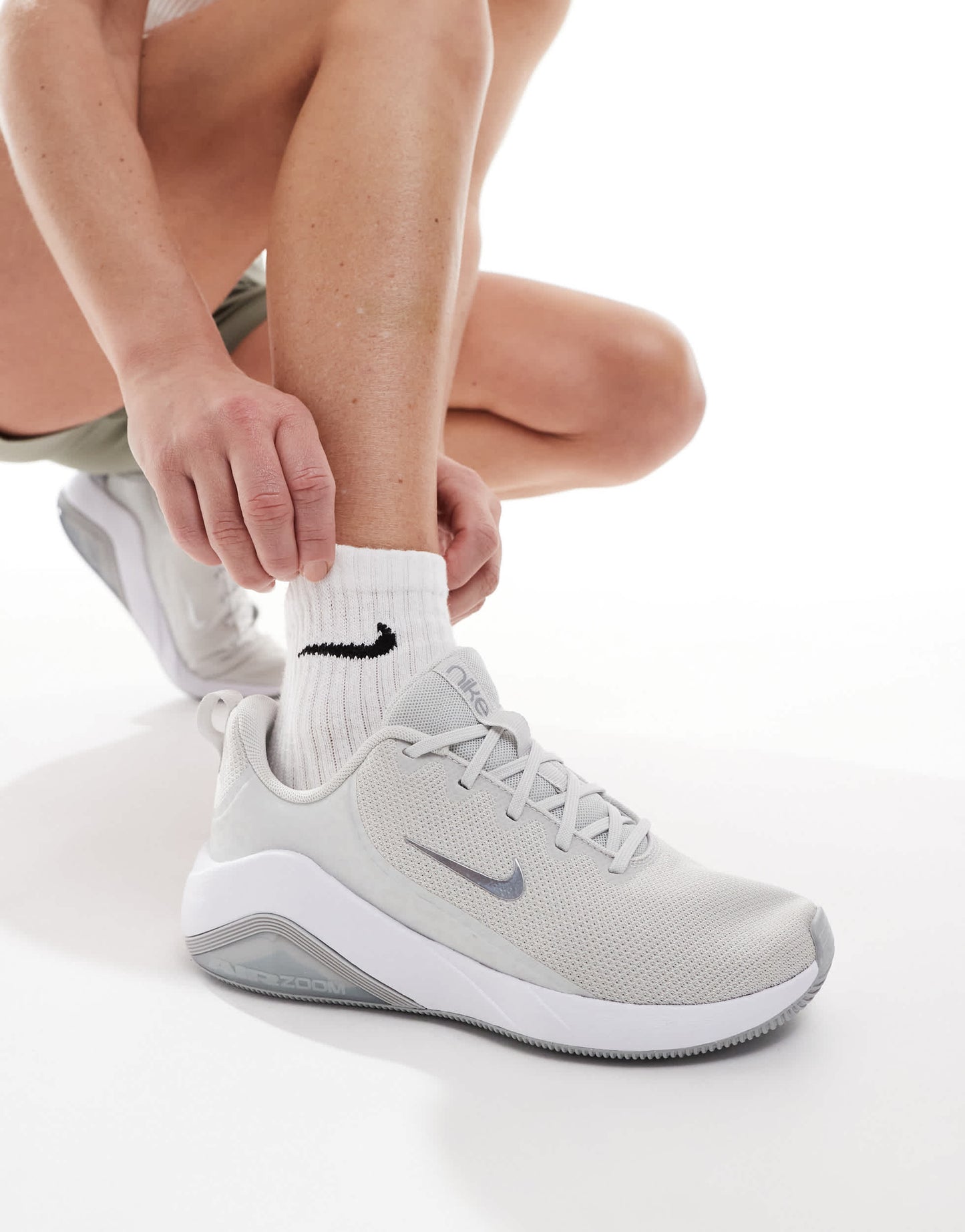 Nike Training Air Zoom Bella 7 trainers in grey and white