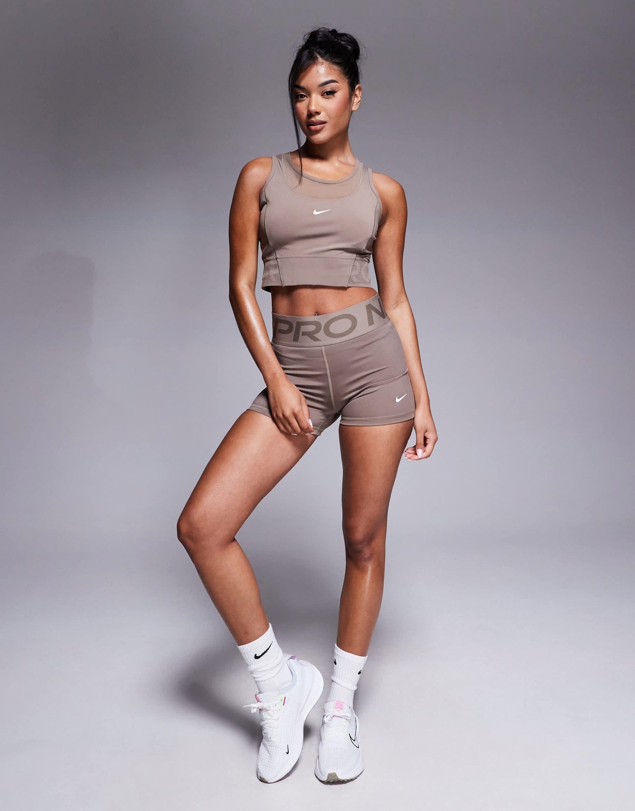Nike Pro Training Dri-FIT Sculpt high wasted 3 inch legging shorts in brown