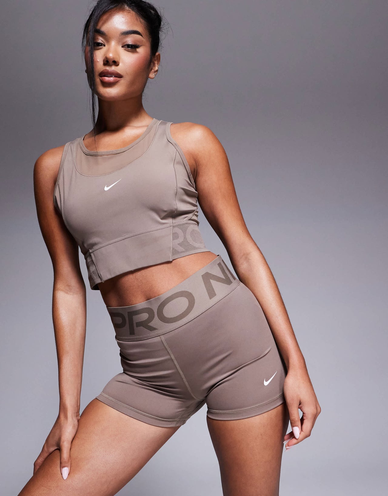 Nike Pro Training Dri-FIT Sculpt high wasted 3 inch legging shorts in brown