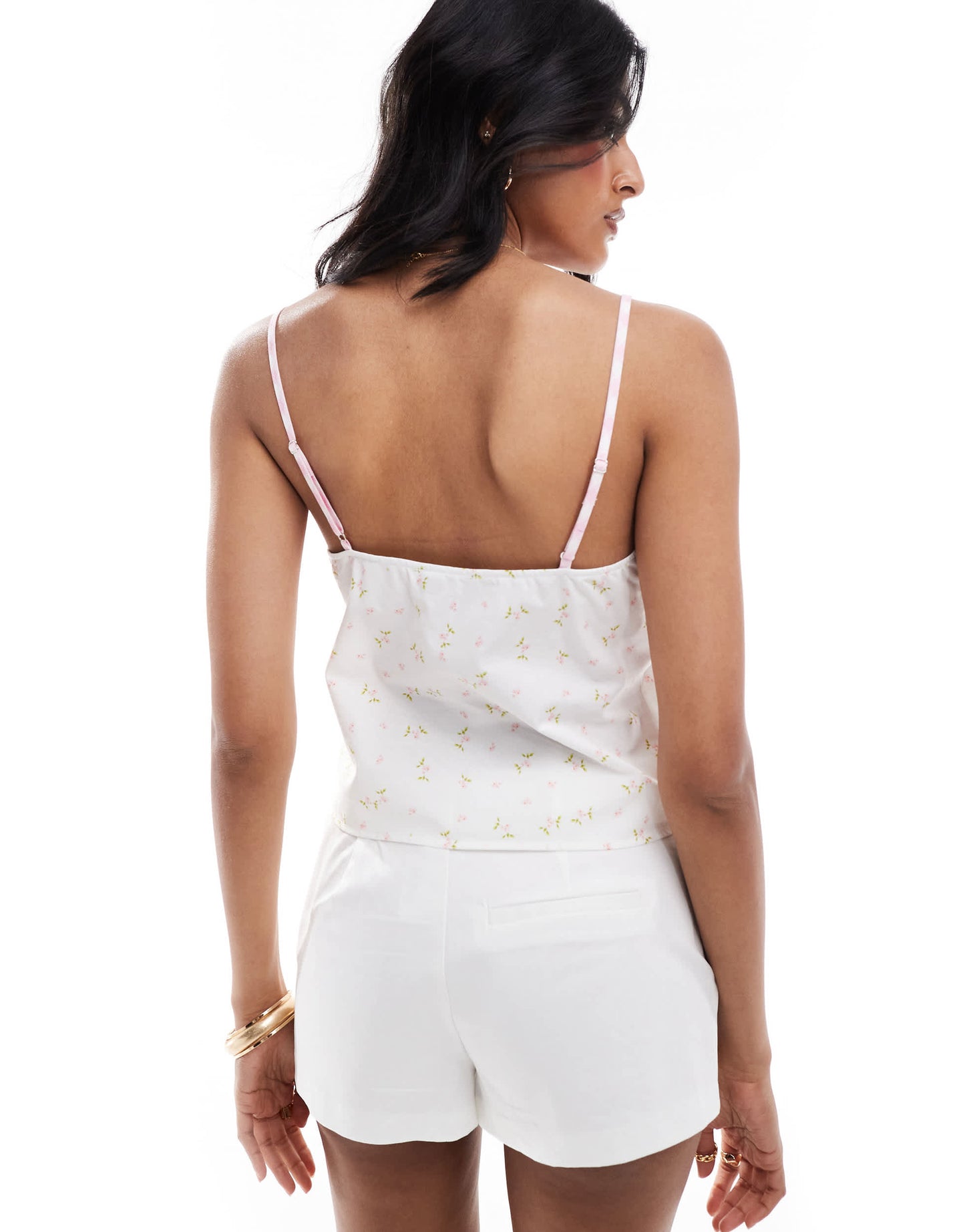 ASOS DESIGN poplin cami top in cut and sew ditsy print