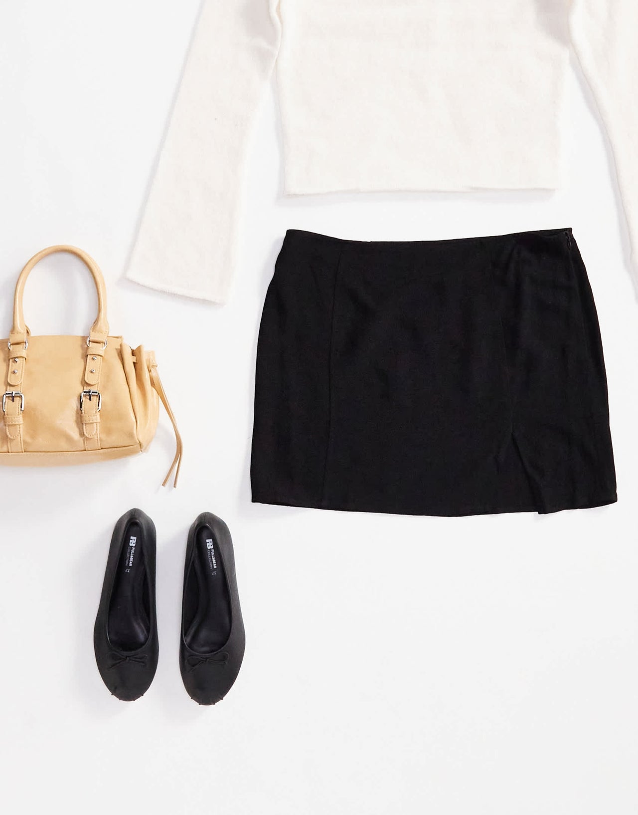 ASOS DESIGN linen blend split hem fitted mini skirt co ord in black