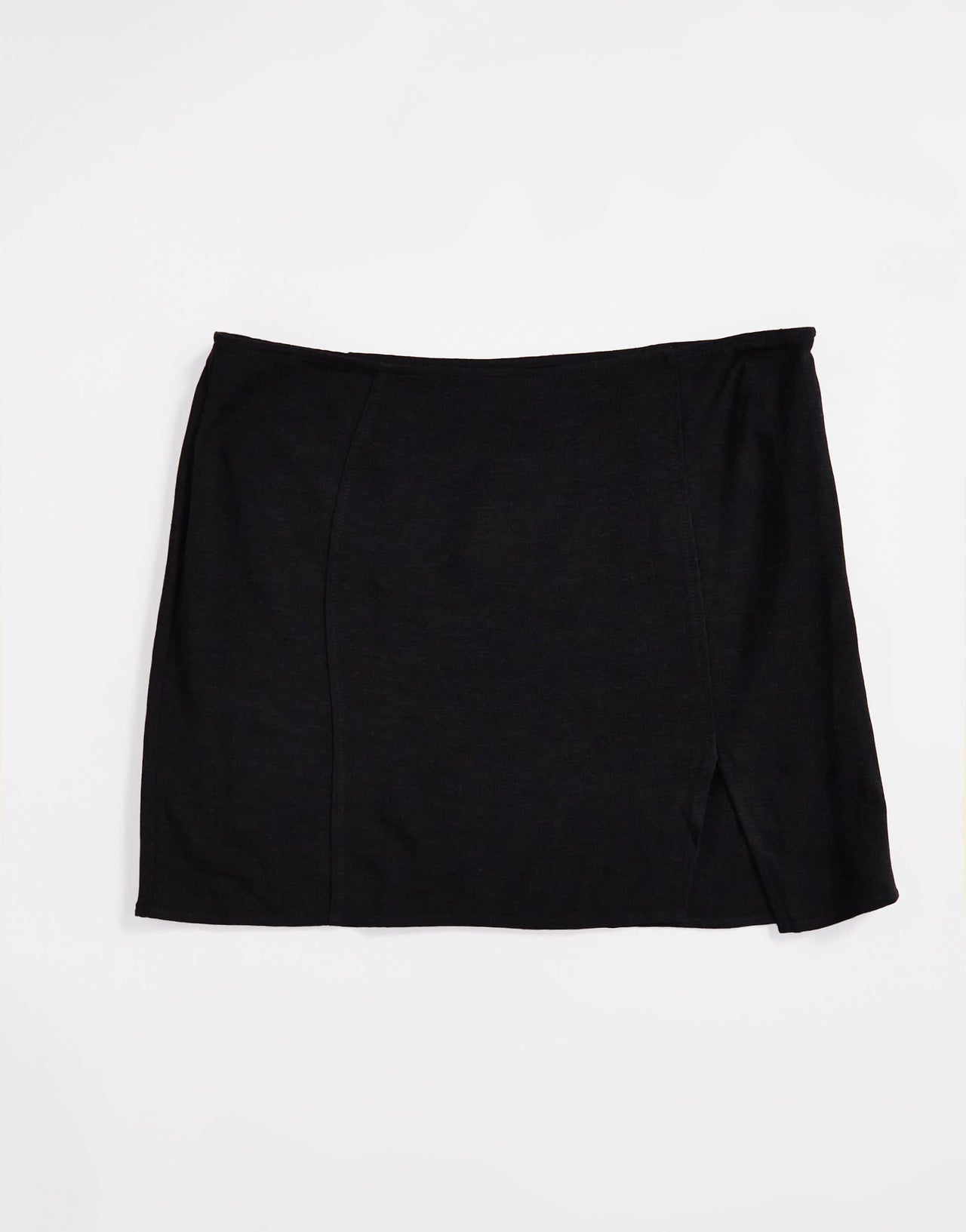 ASOS DESIGN linen blend split hem fitted mini skirt co ord in black