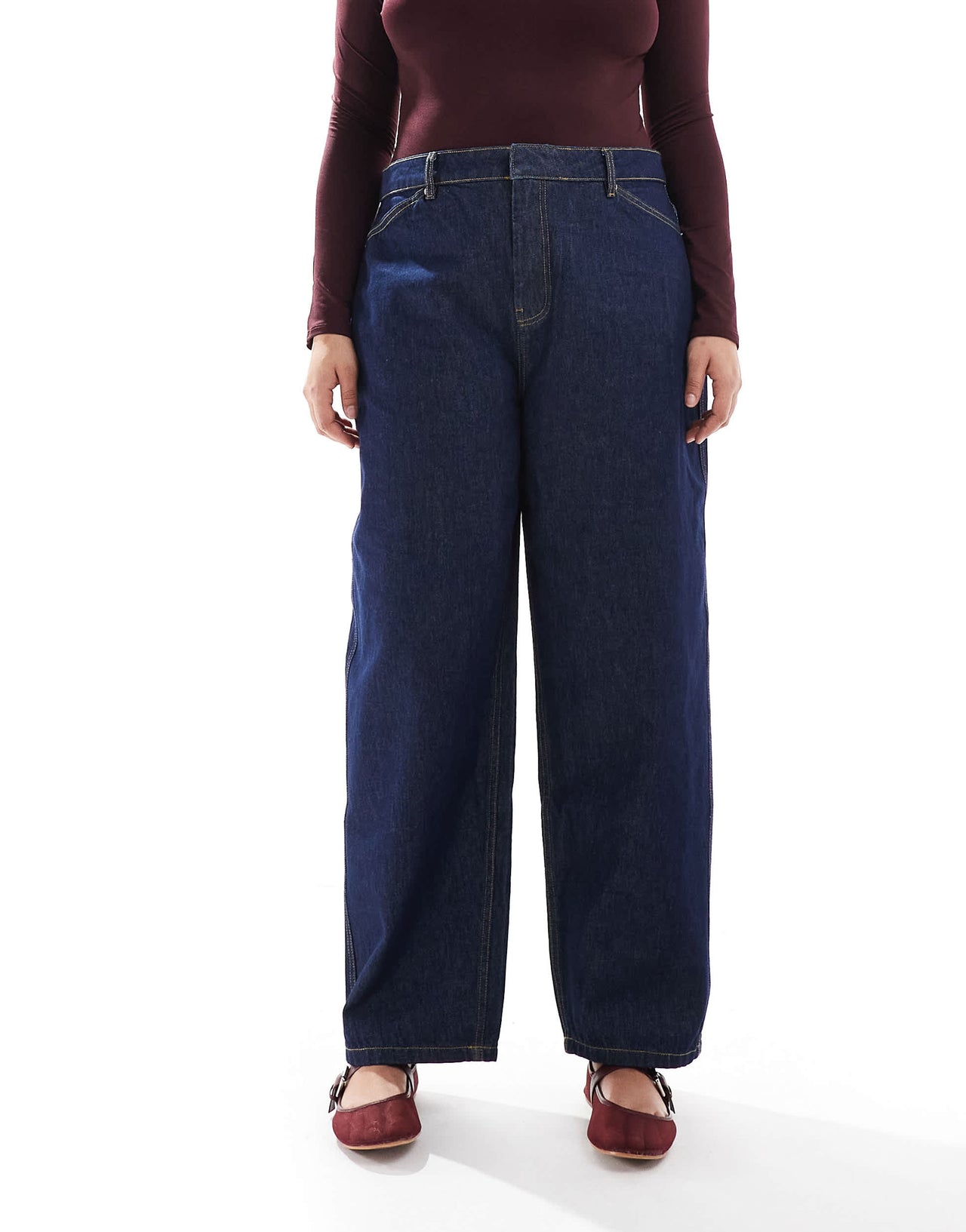 ASOS DESIGN Curve tailored barrel jeans in rinse wash