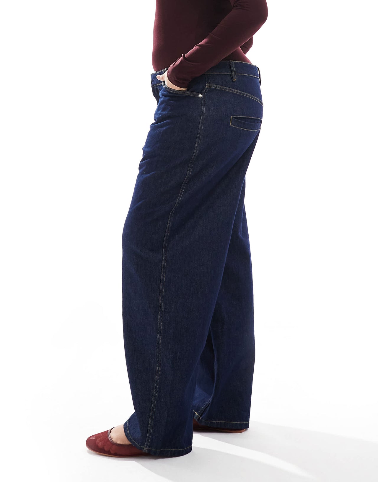 ASOS DESIGN Curve tailored barrel jeans in rinse wash