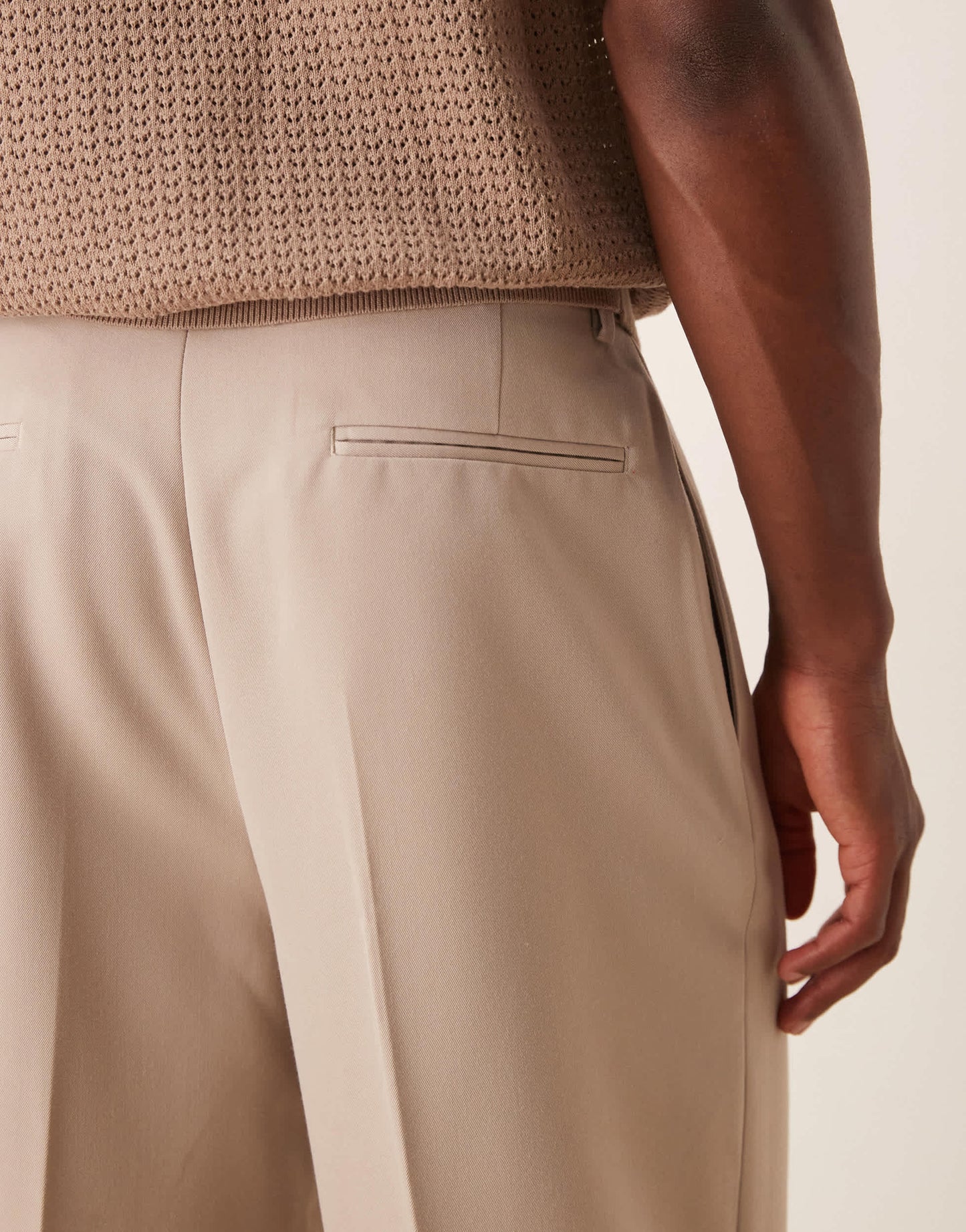 ASOS DESIGN smart wide leg trousers with double pleats in stone