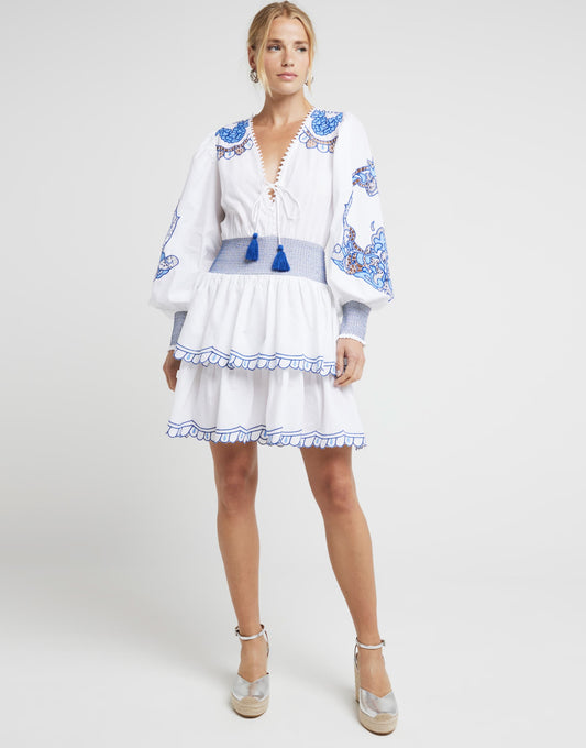 River Island White embroidered cut work swing mini dress in cream