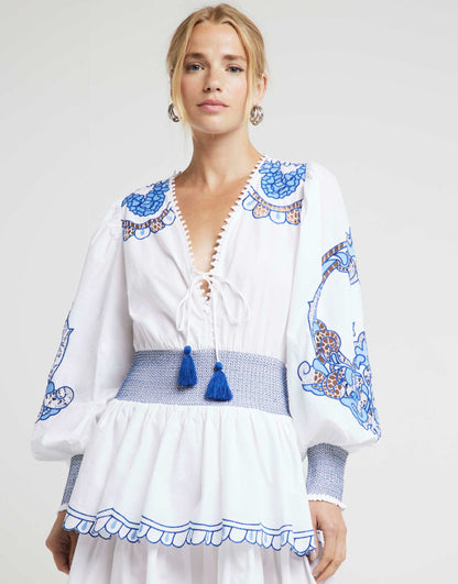 River Island White embroidered cut work swing mini dress in cream