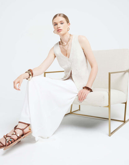 River Island Linen blend waistcoat in beige