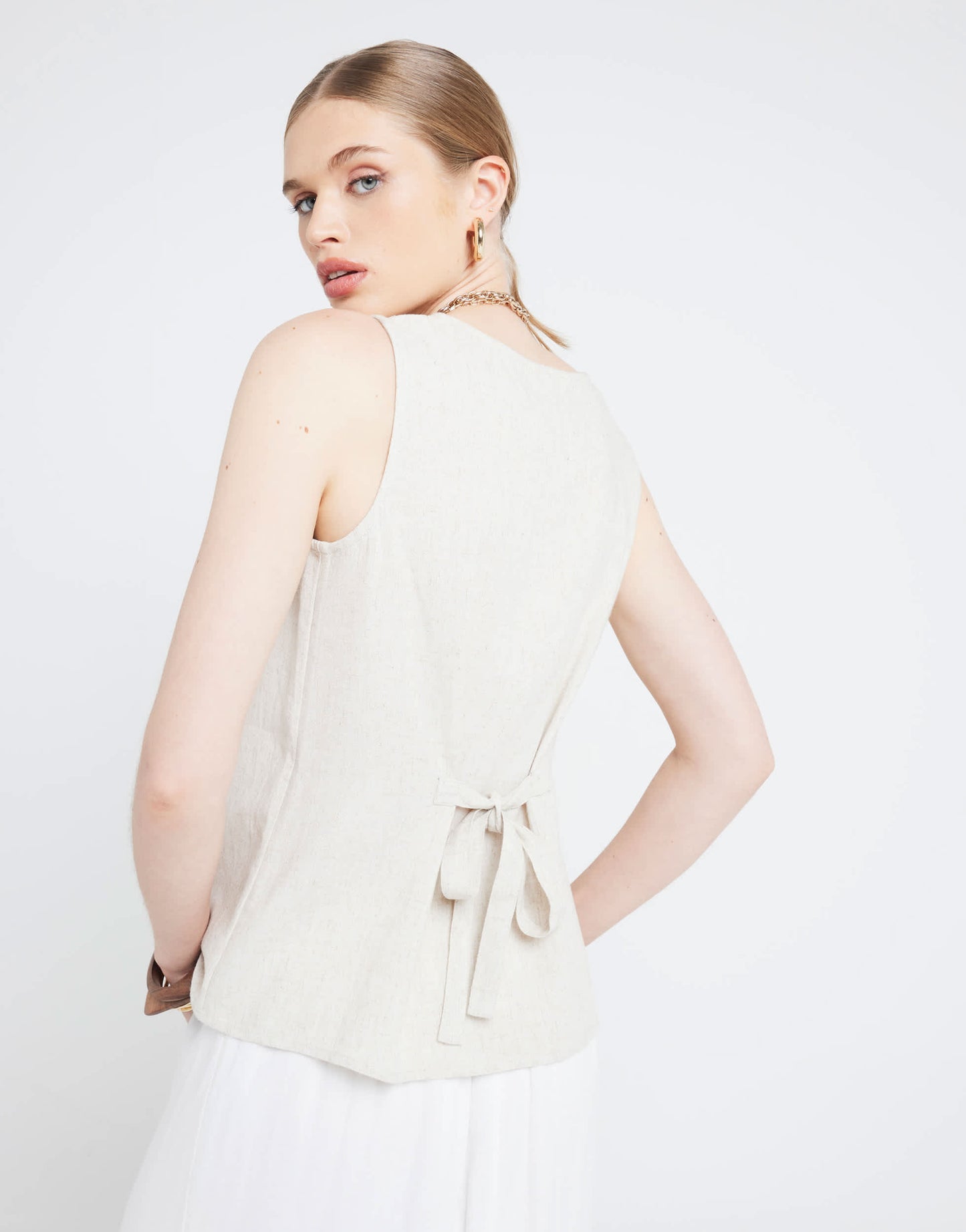 River Island Linen blend waistcoat in beige