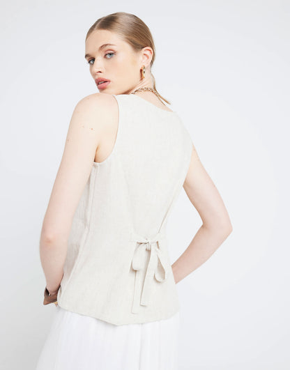 River Island Linen blend waistcoat in beige