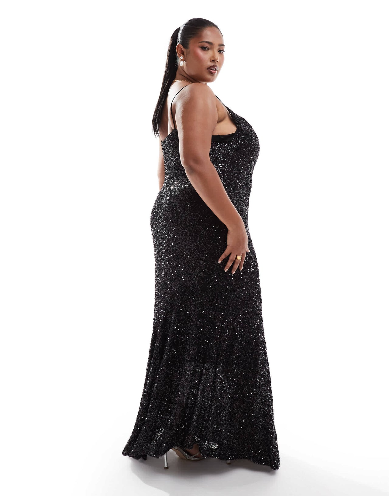 Never Fully Dressed Plus Mya embellished midaxi dress in black sequin