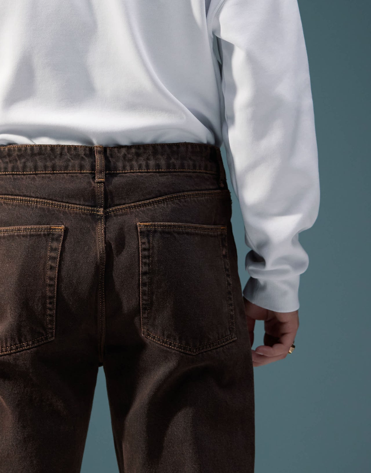 ASOS DESIGN straight leg jeans in brown wash