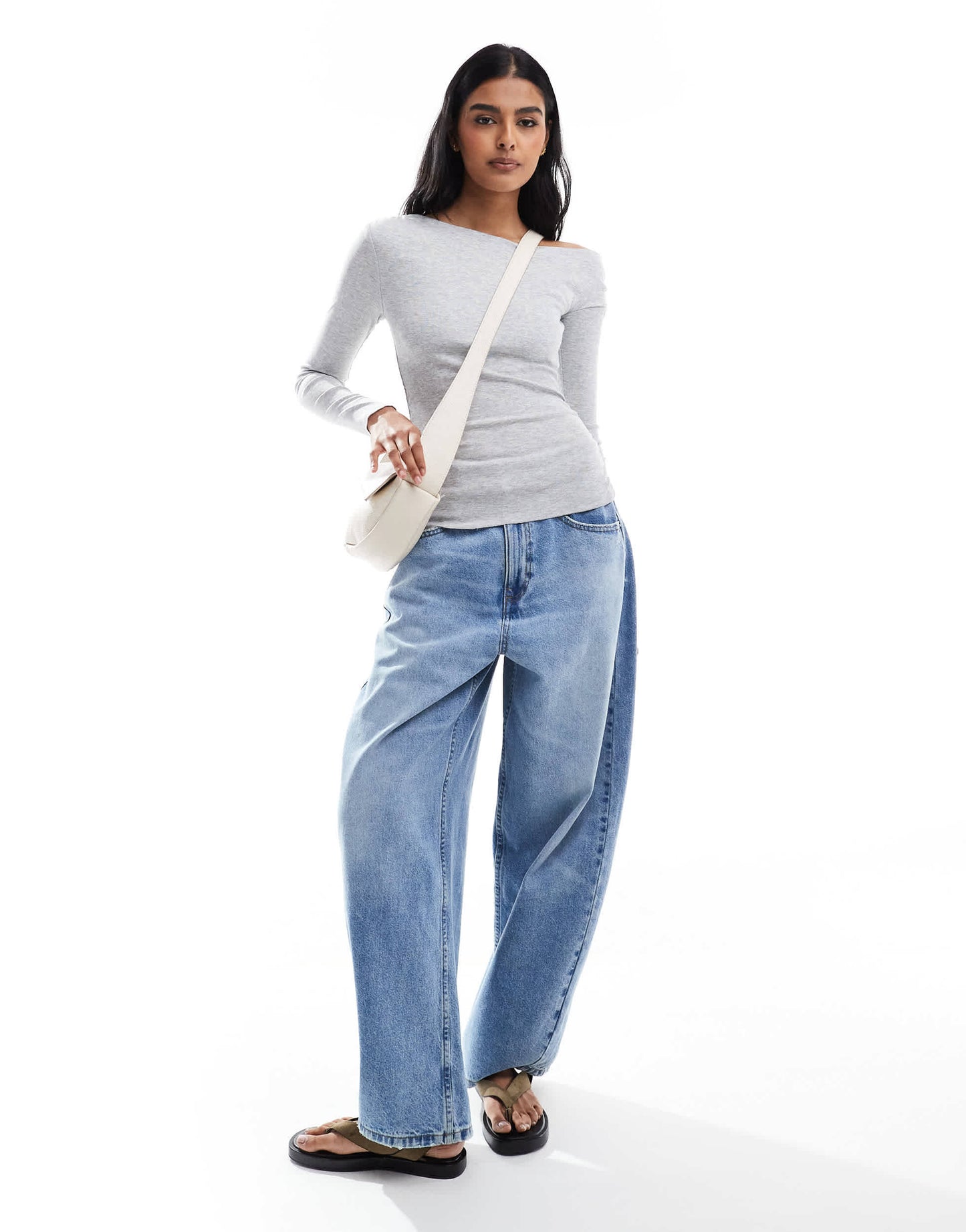 Cotton On marlow asymmetrical long sleeve top in grey