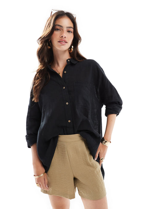 Cotton  On Swing beach shirt in black