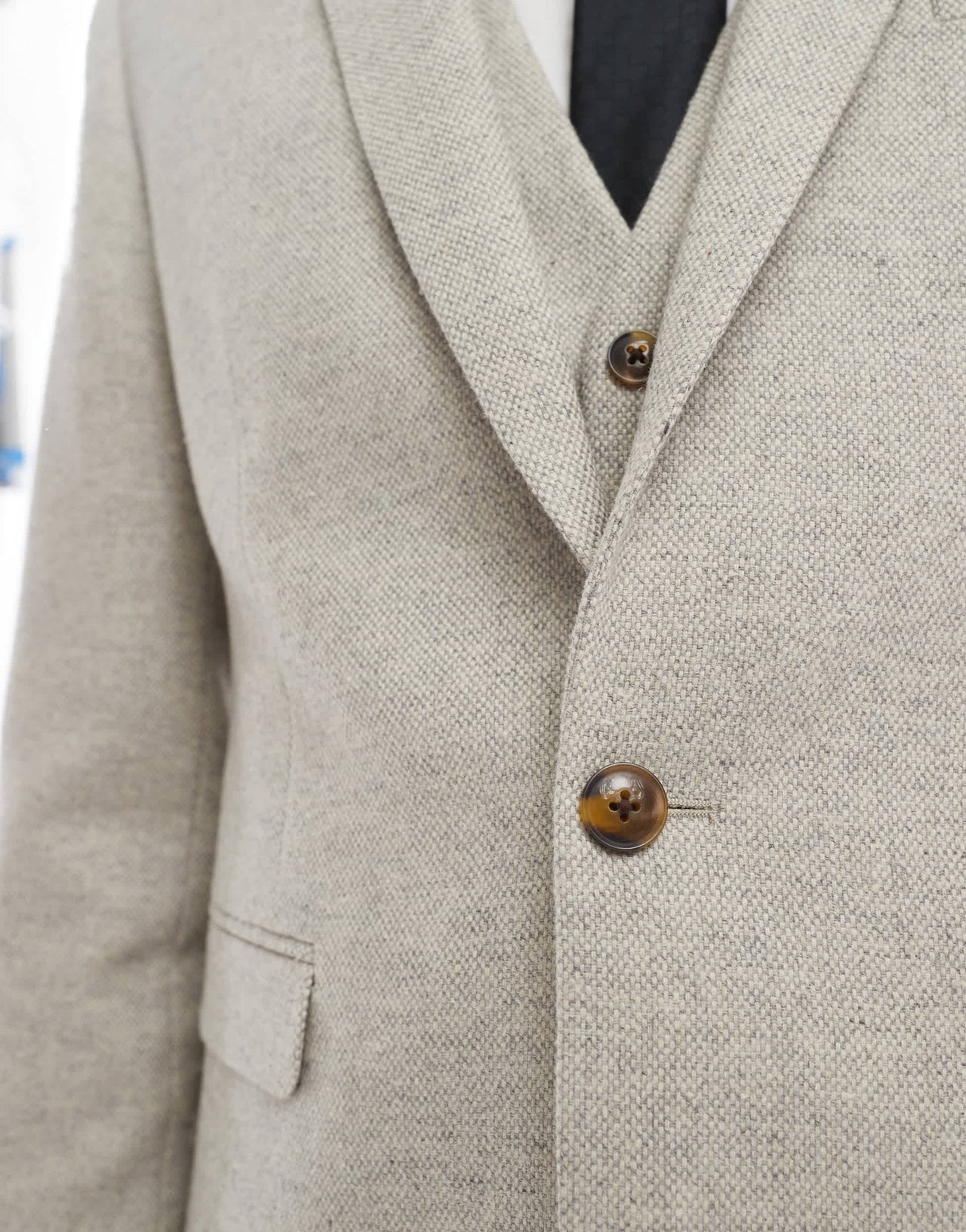 ASOS DESIGN slim suit jacket with wool in stone tweed
