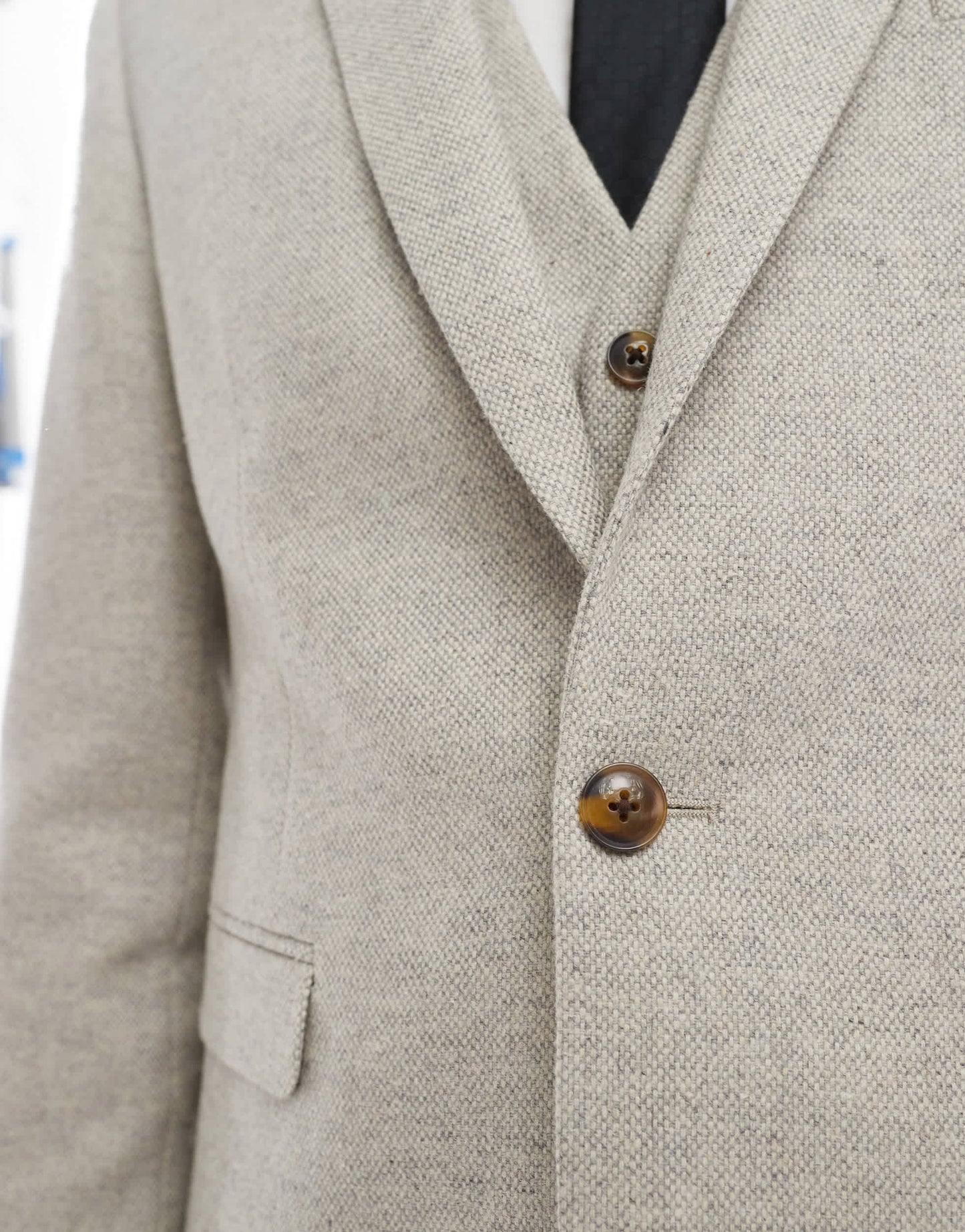ASOS DESIGN slim suit jacket with wool in stone tweed