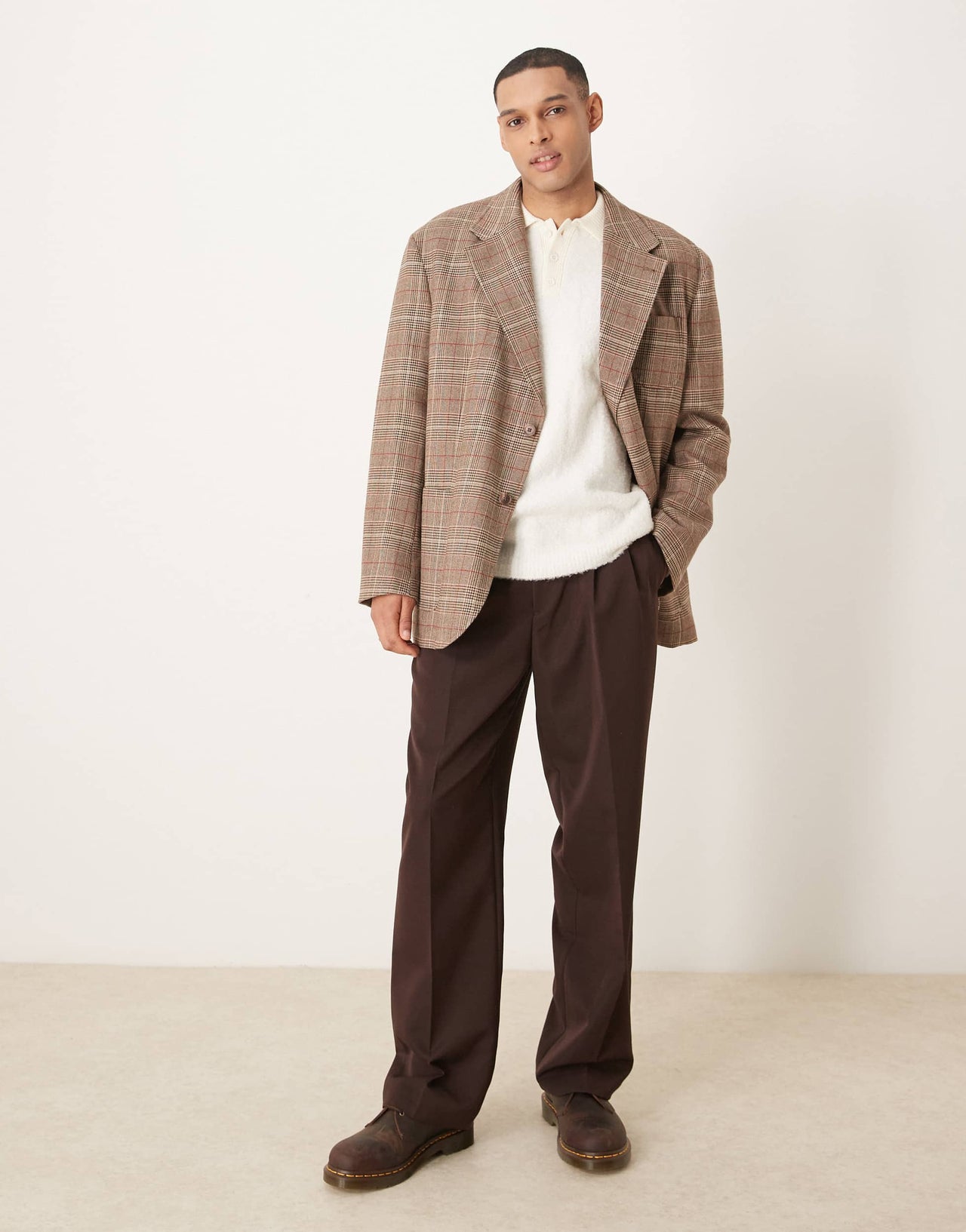 ASOS DESIGN slouchy oversized blazer in brown check