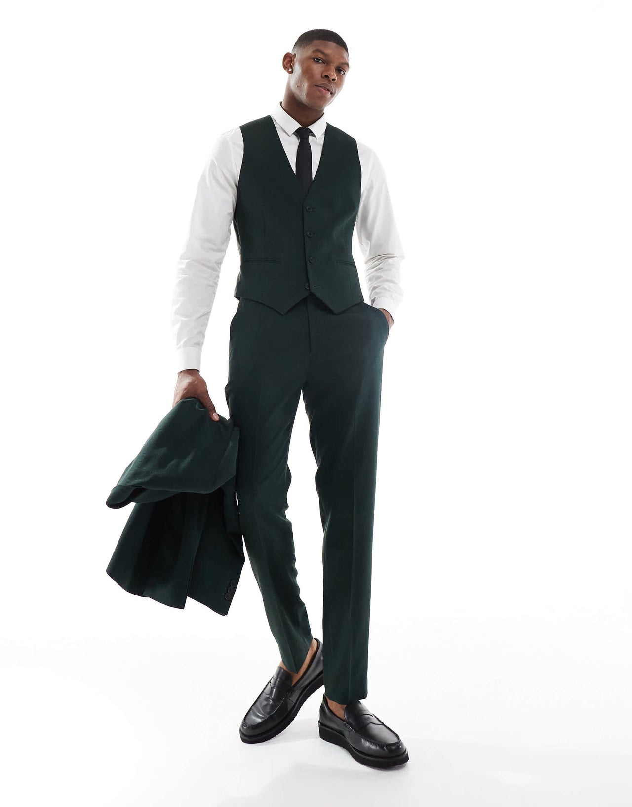 ASOS DESIGN wedding skinny suit waistcoat in green