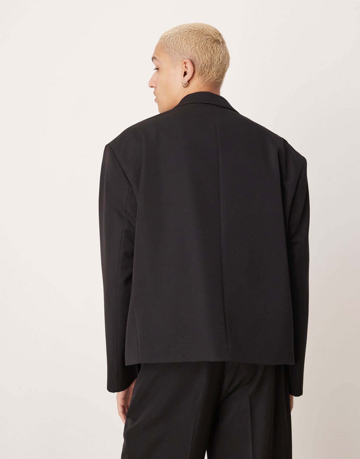 ASOS DESIGN oversized cropped suit jacket in black