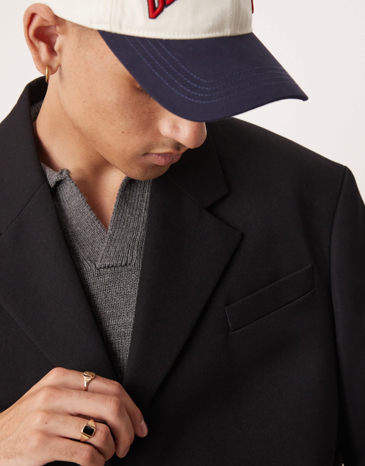ASOS DESIGN oversized cropped suit jacket in black
