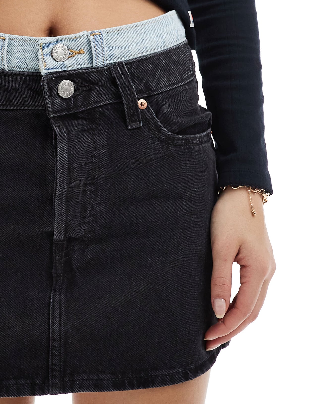 Levi's icon denim layered skirt in washed black