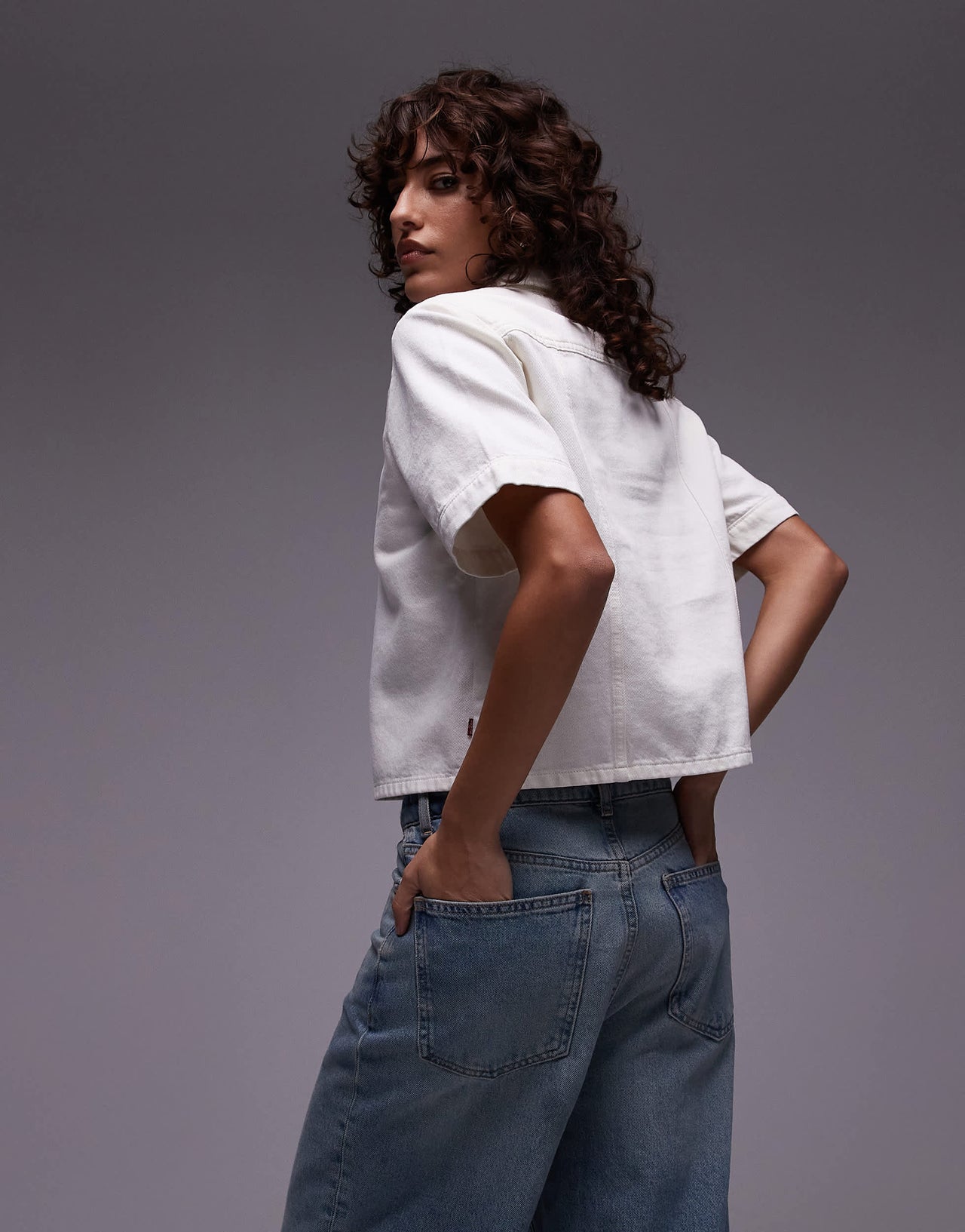 Levi's denim camp shirt in white