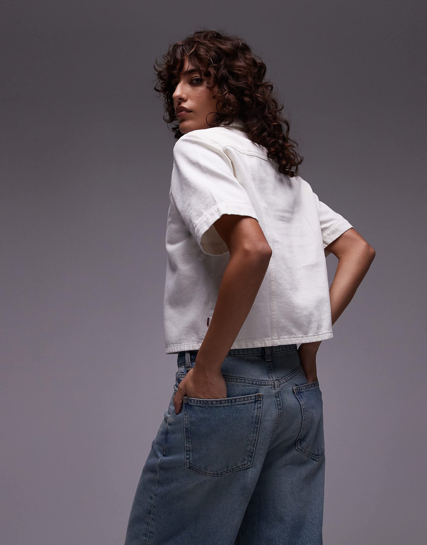 Levi's denim camp shirt in white