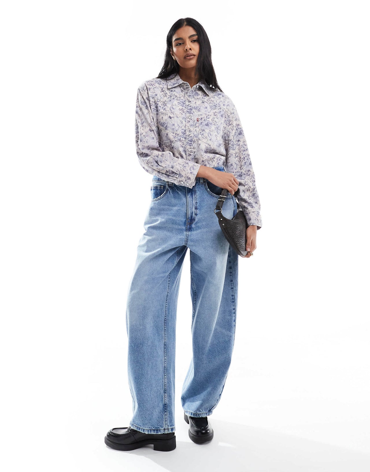 Levi's teodora denim western shirt in blue floral
