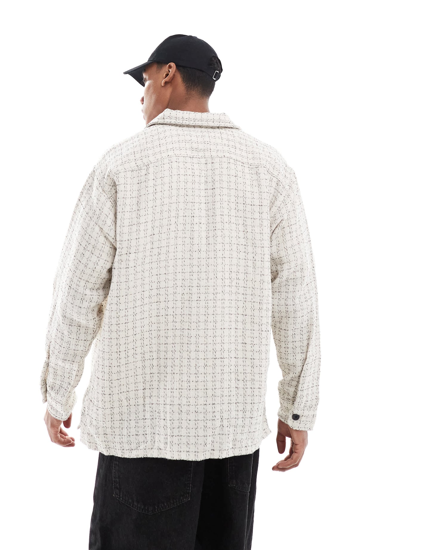 Jack & Jones textured overshirt in cream check