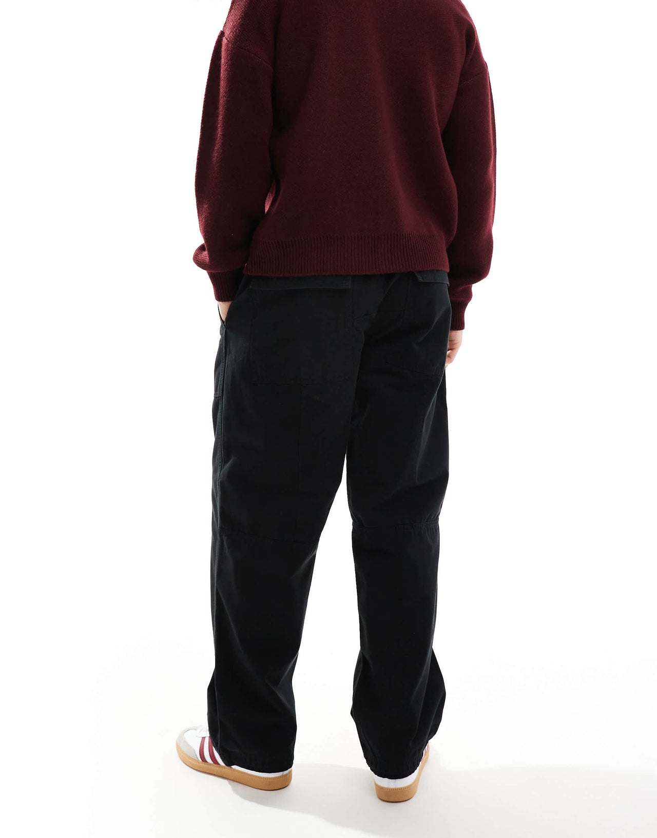 Jack & Jones wide fit workwear belted chino in black