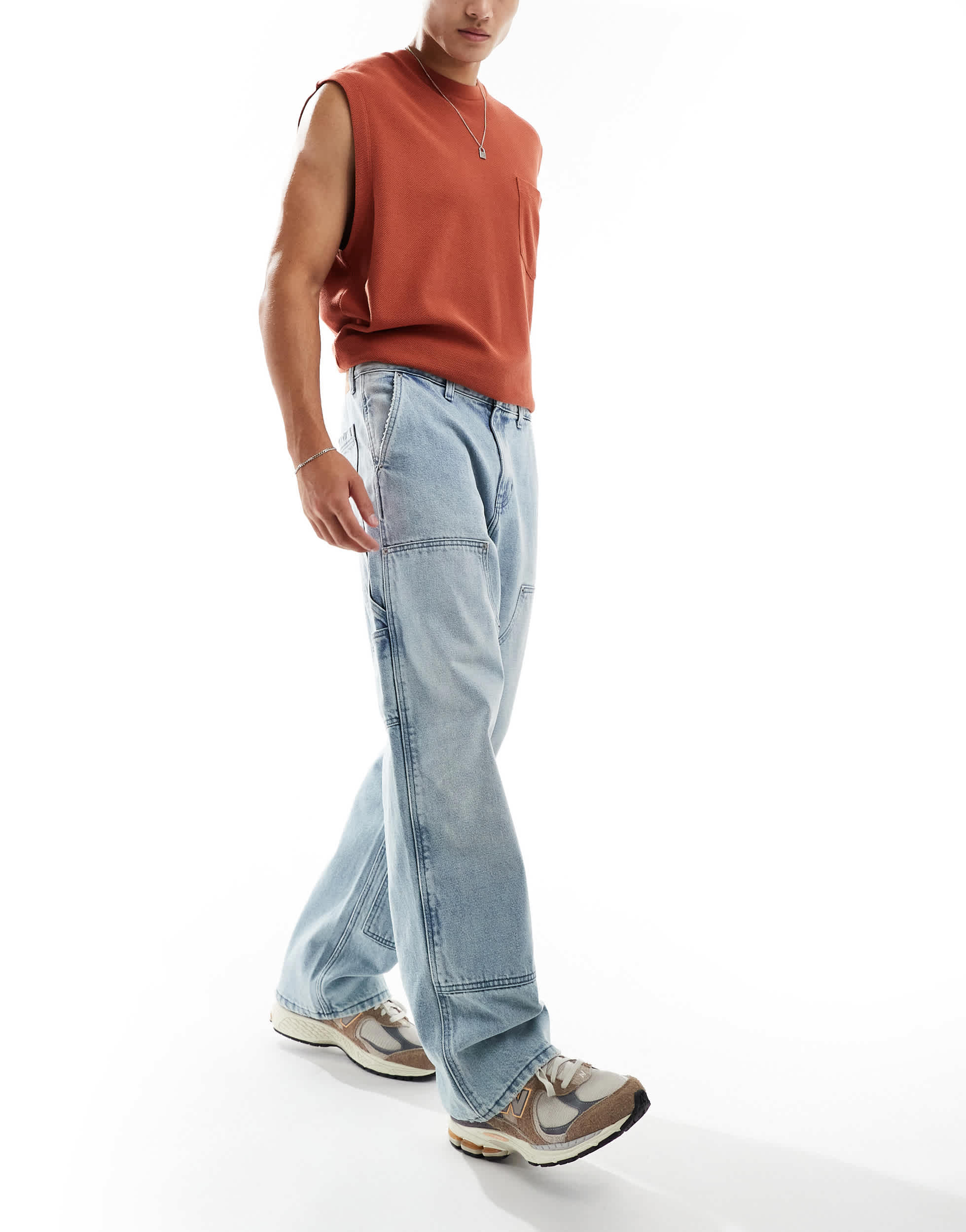 Pacsun pocket detail baggy carpenter in light indigo