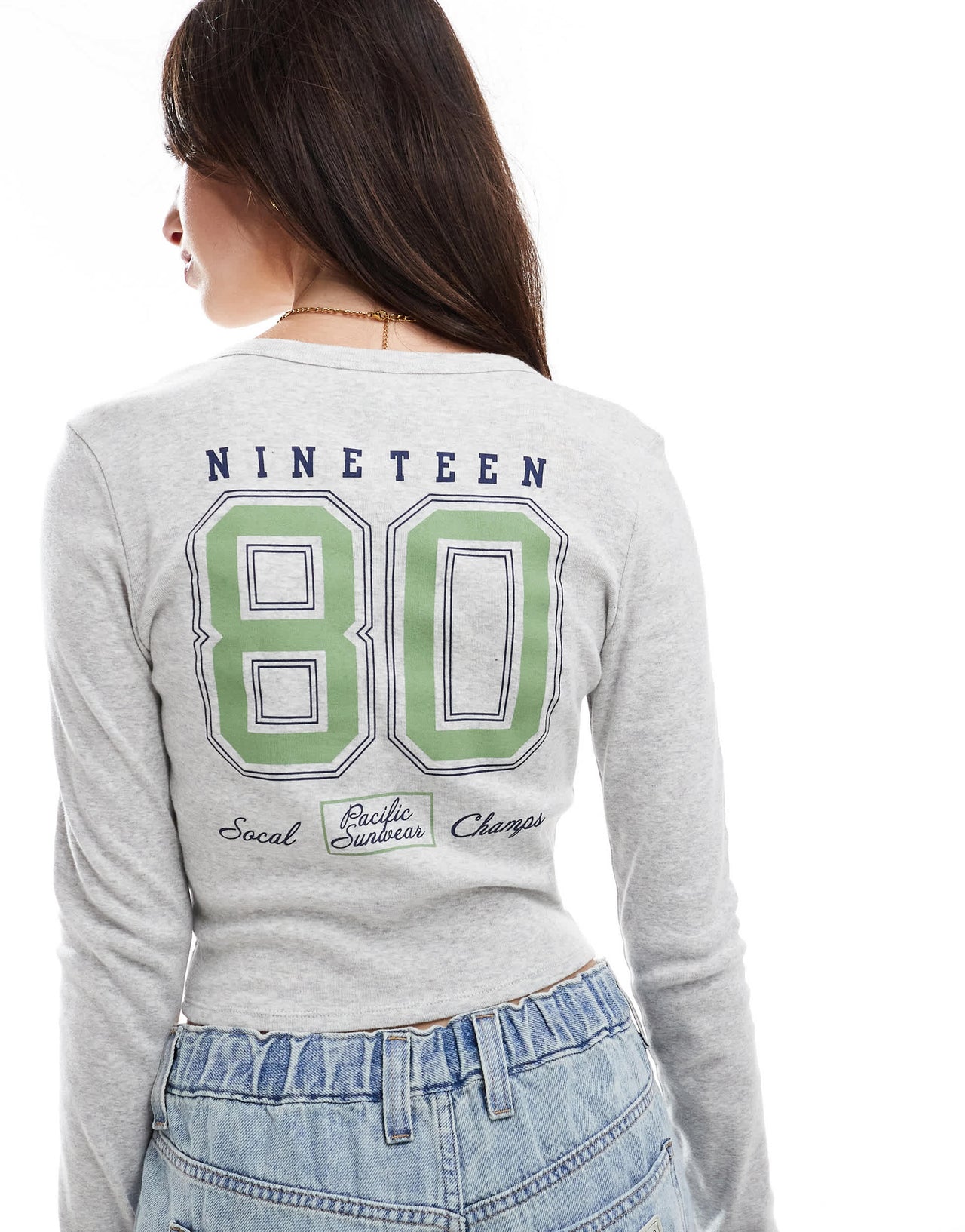 Pacsun athletics raw edge long sleeve tshirt in grey