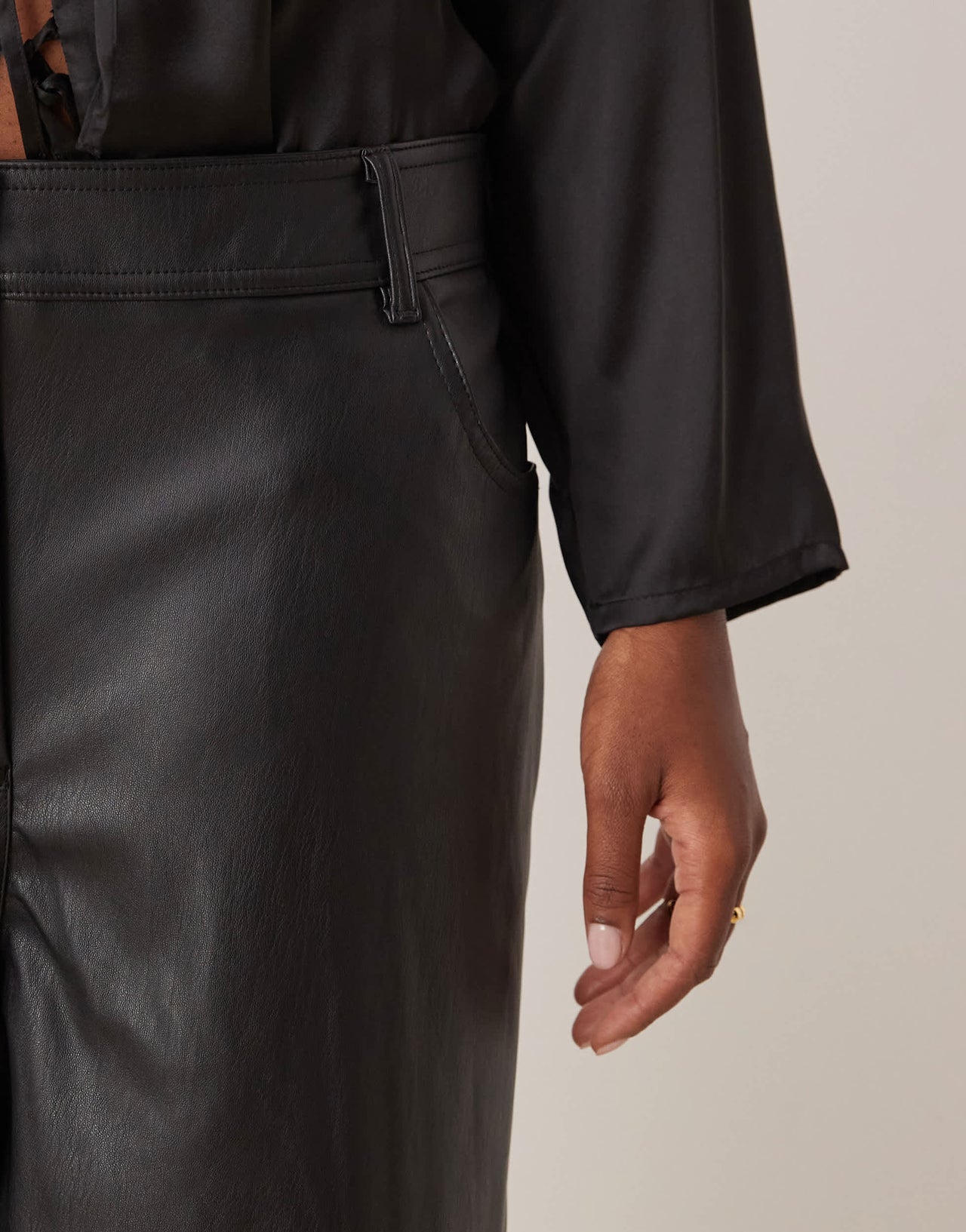 New Look Curve western PU trousers in black