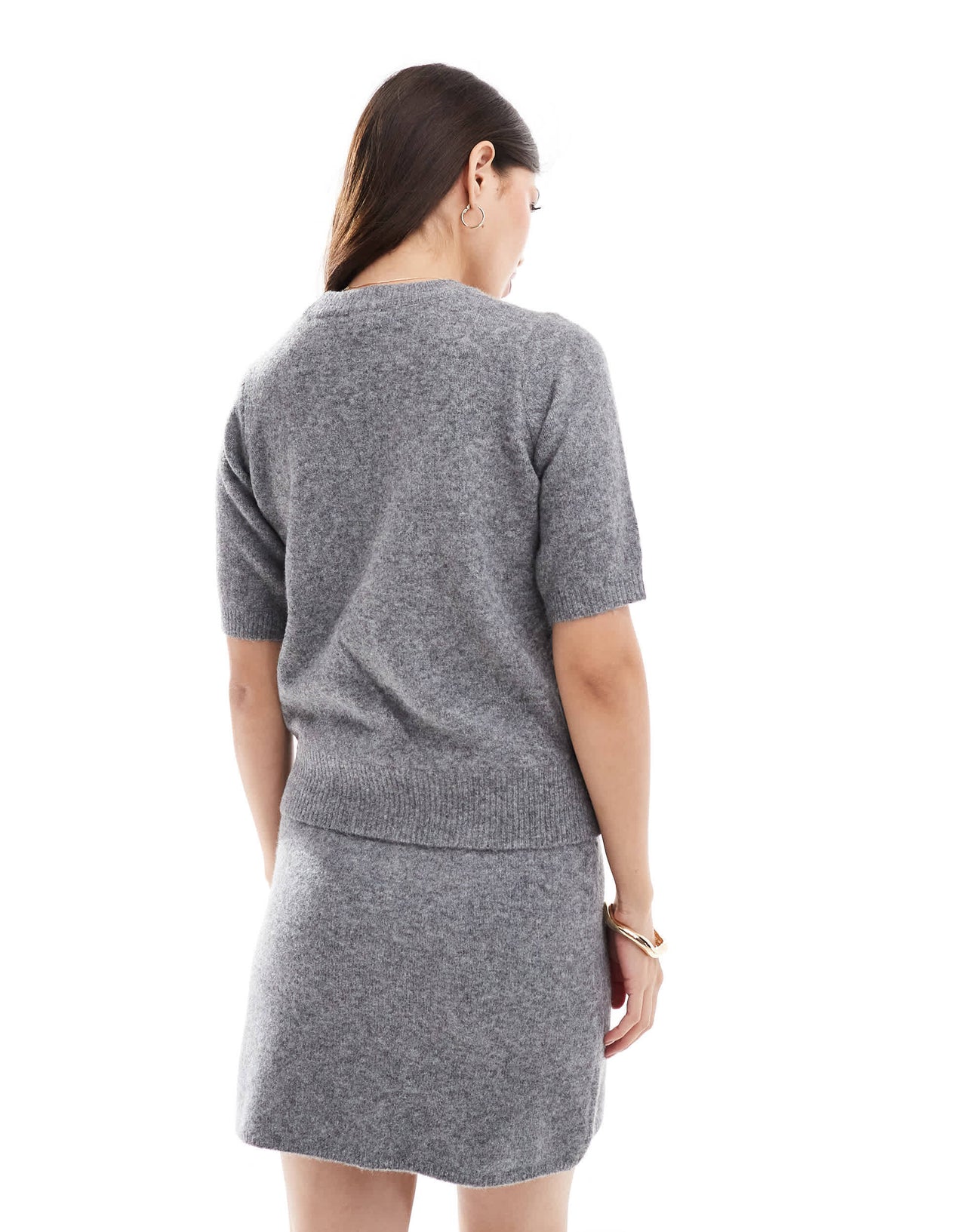 New Look co-ord NYC knitted tee in grey