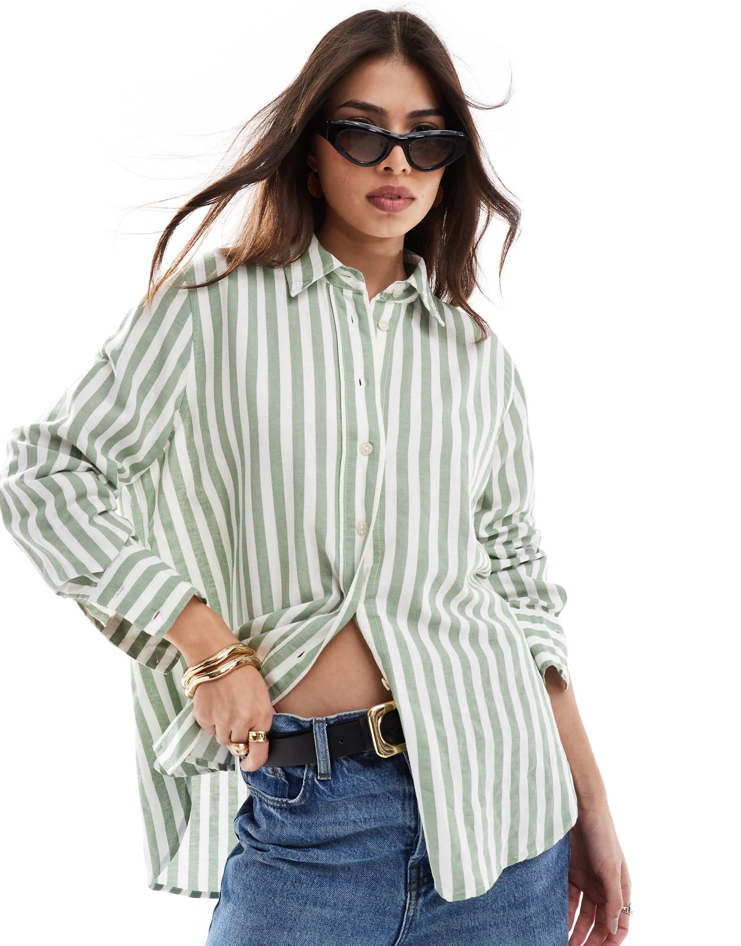 New Look striped shirt in green