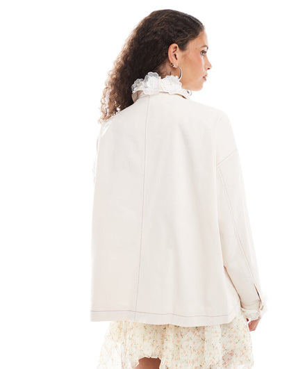 Dream Sister Jane flower embellished jacket in cream