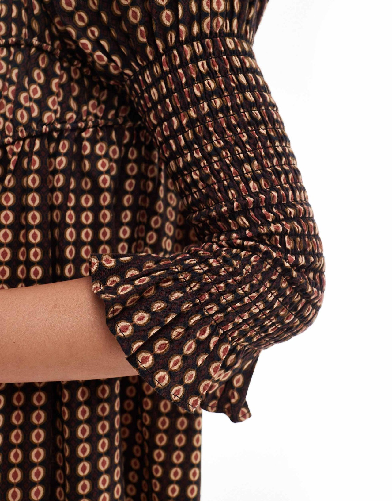 Free People check print tie-detail mini smock dress in black multi