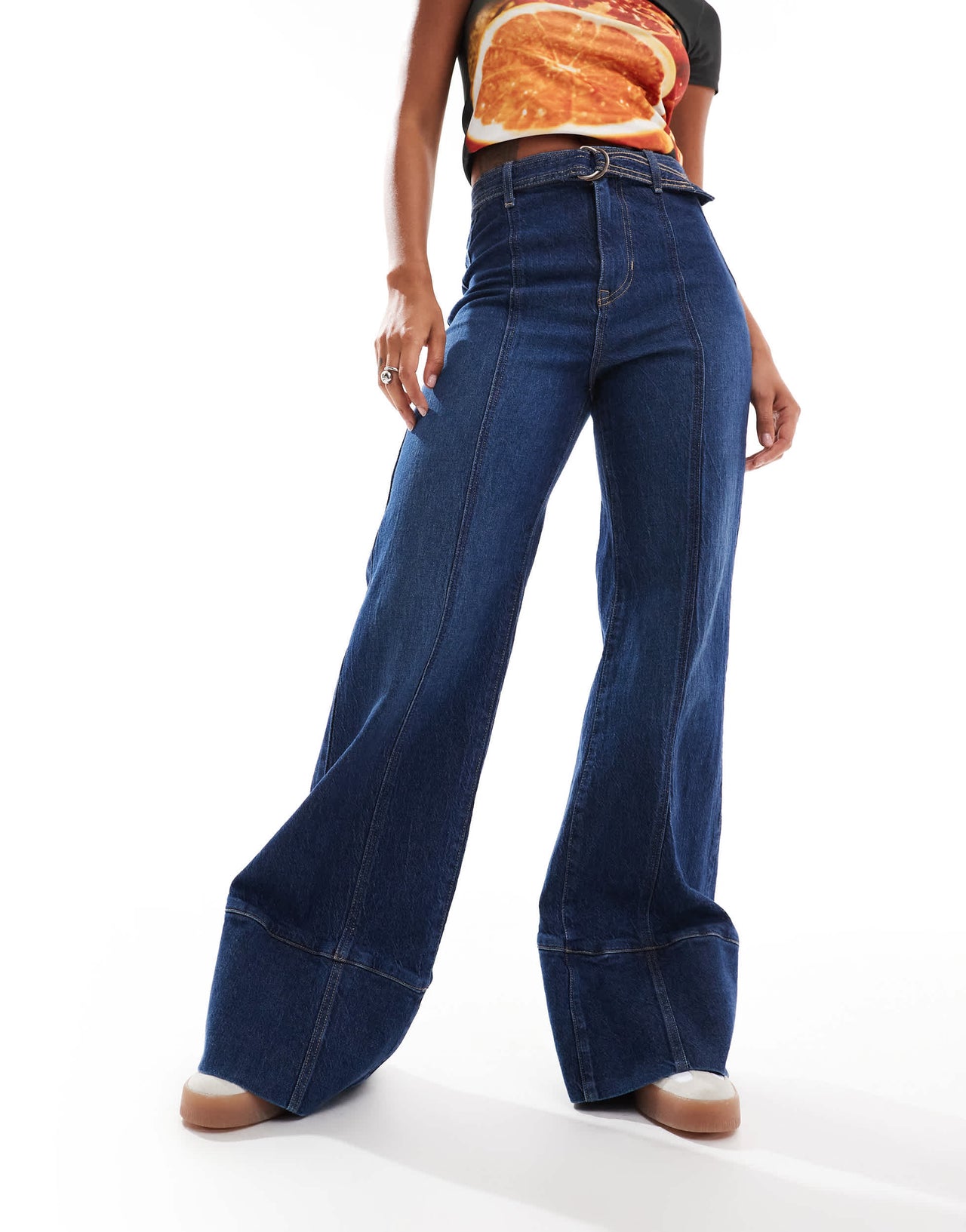 Free People ryla high waisted a-line jeans in dreamscape blue