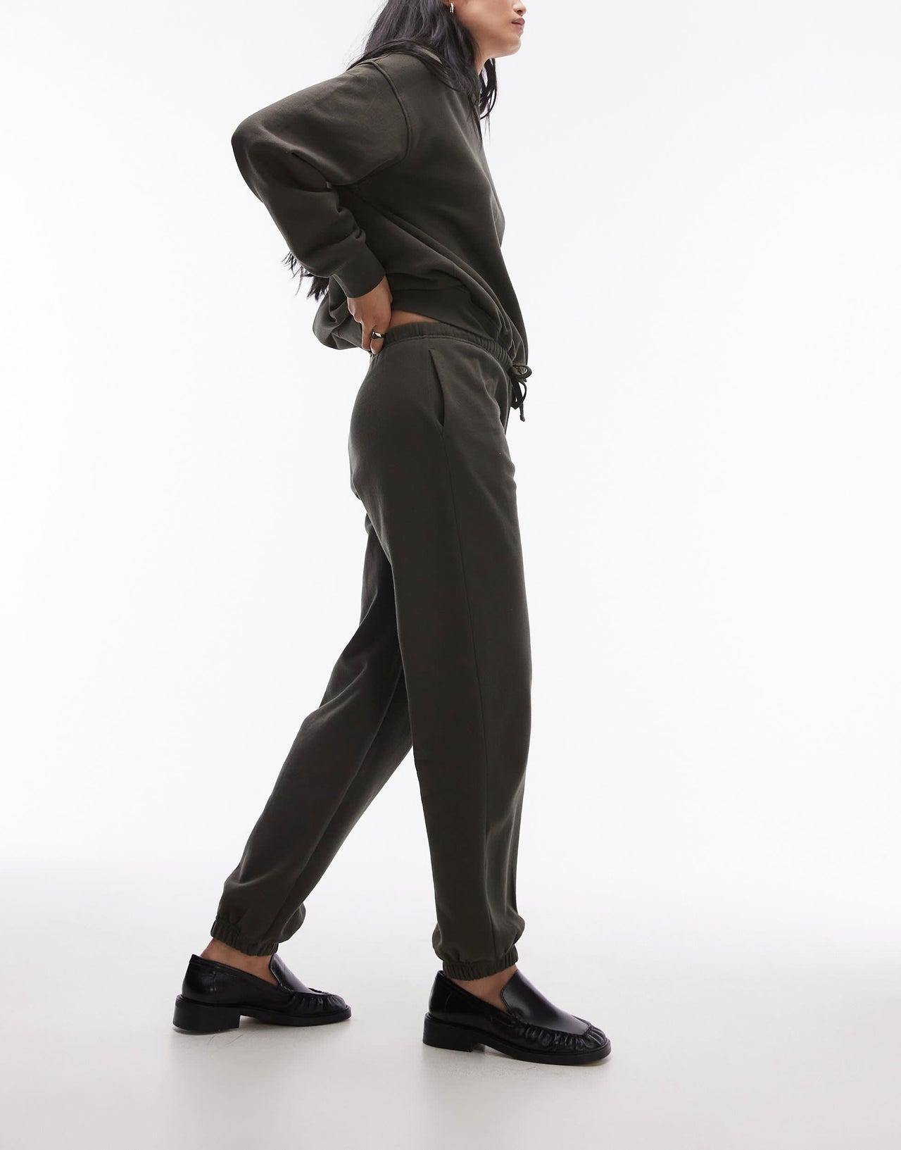ARKET soft jersey joggers with elasticated cuff in khaki green