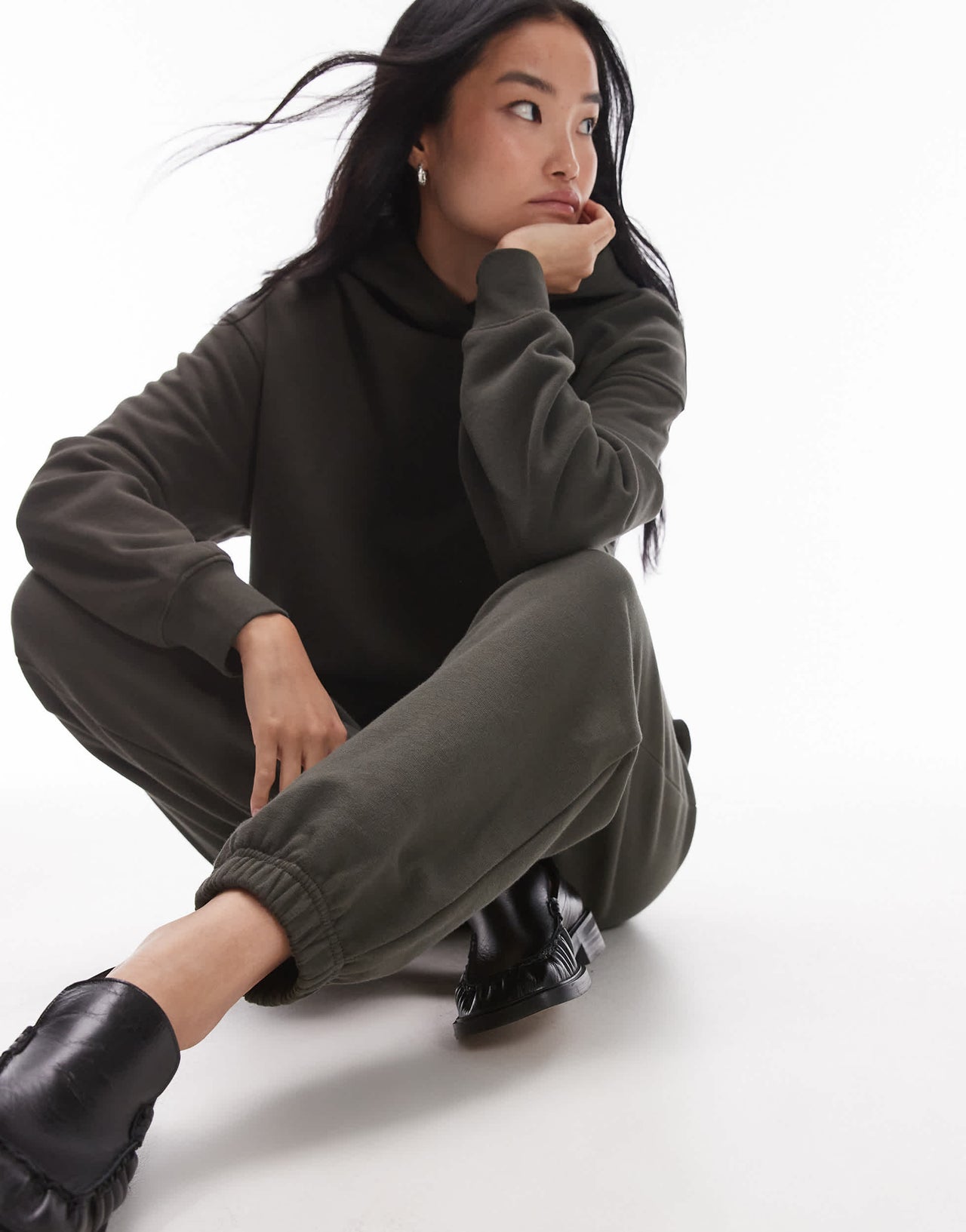 ARKET soft jersey joggers with elasticated cuff in khaki green